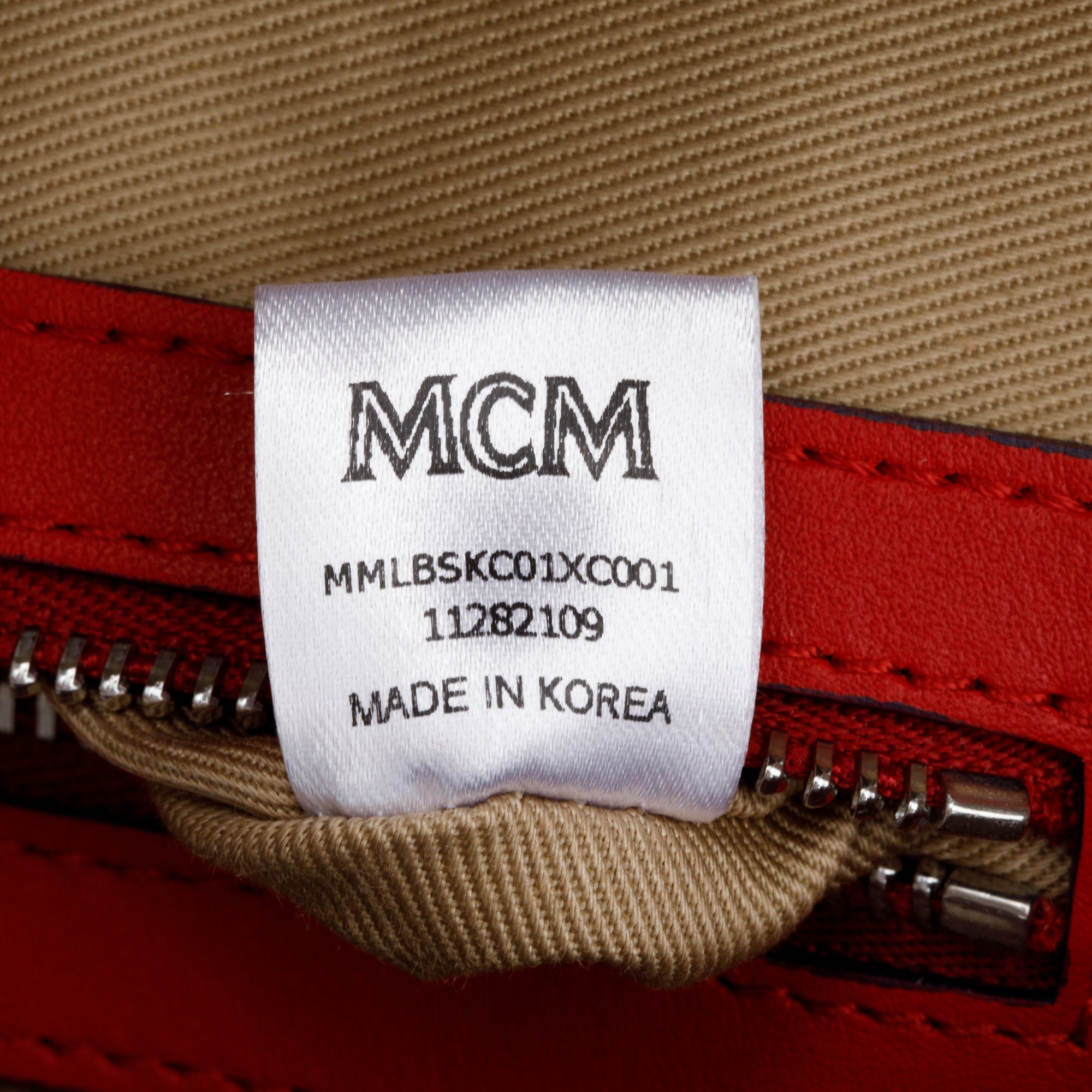 MCM Red Visetos Sling Small Backpack