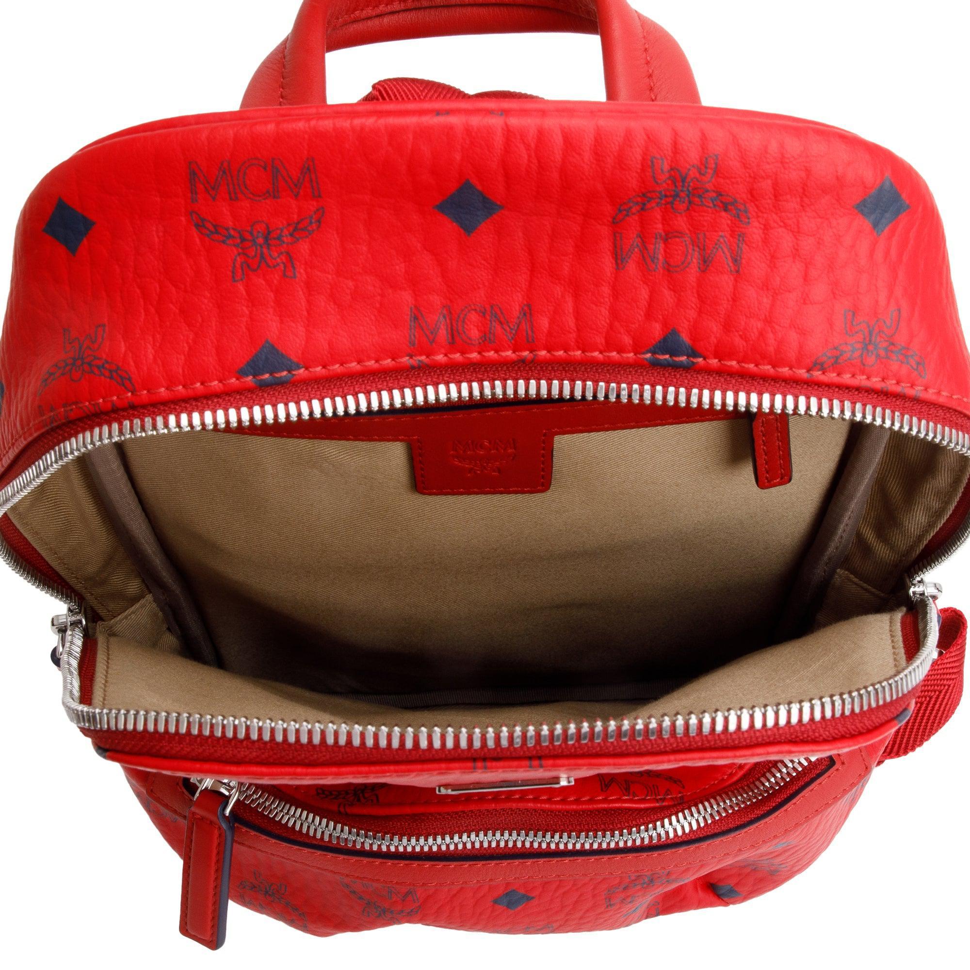 MCM Red Visetos Sling Small Backpack