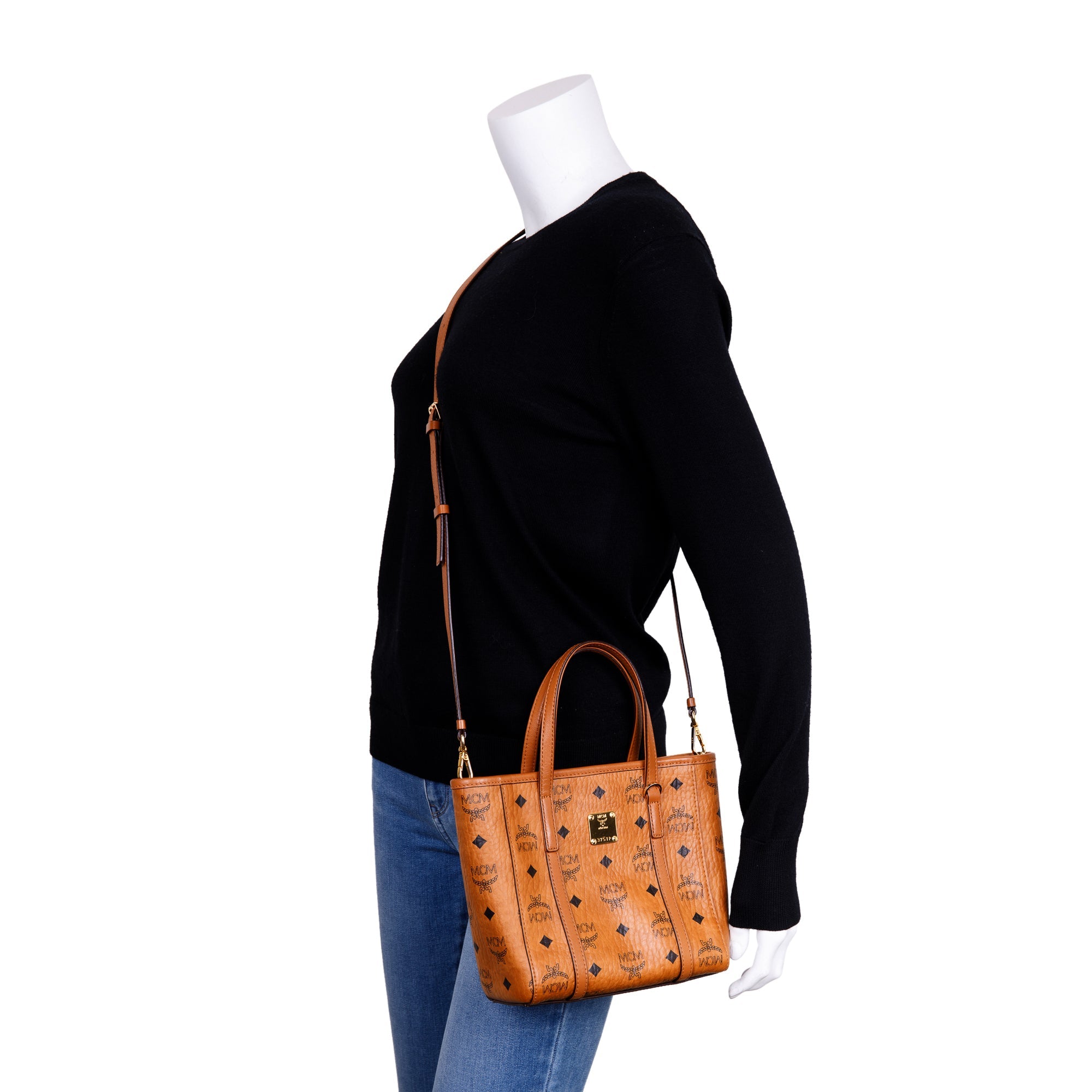 MCM Visetos Mini Toni Shopper Tote w/ Strap