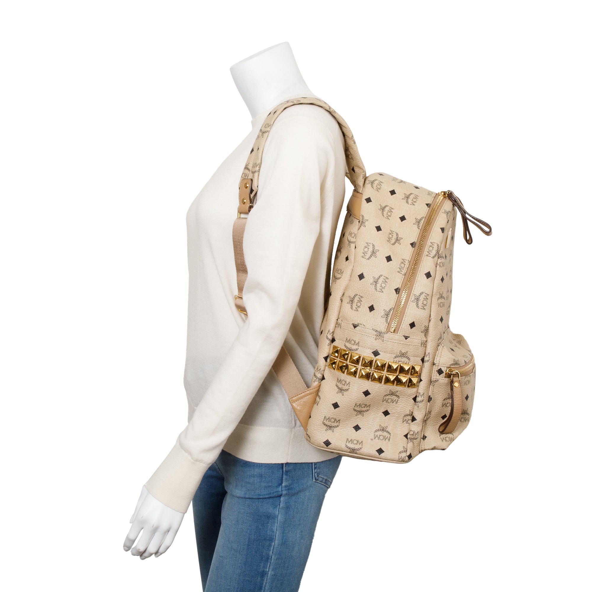 MCM Visetos Stark Side Studs Medium Backpack