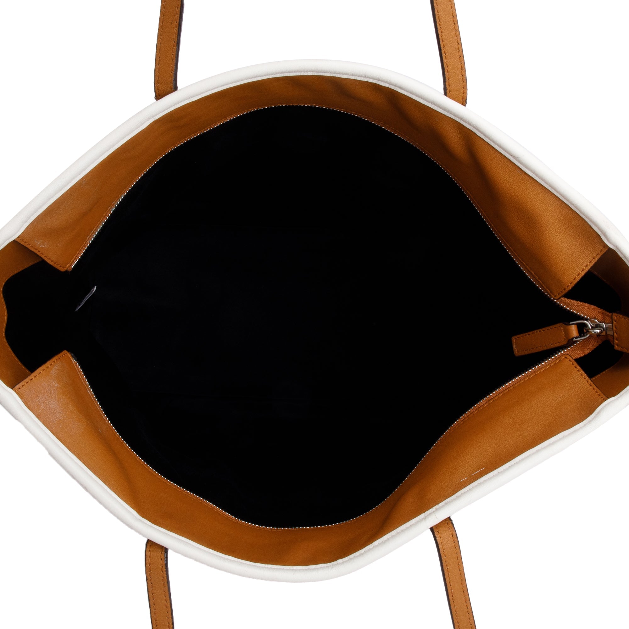 MCM White & Cognac Visetos Black Leather Anya Shopper Tote