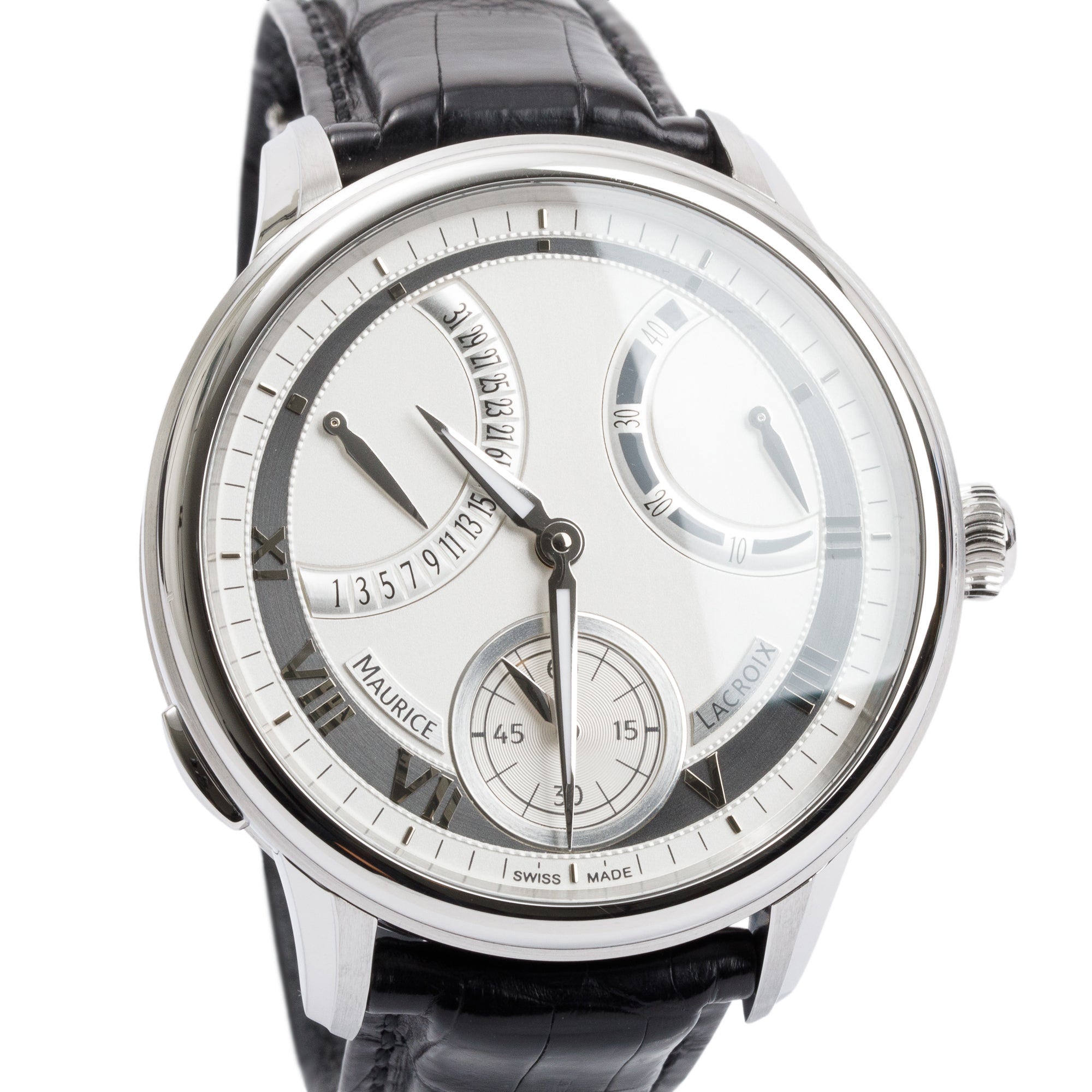 Maurice Lacroix Stainless Steel Masterpiece Calendrier Retrogade 46 MM Watch w/ Box