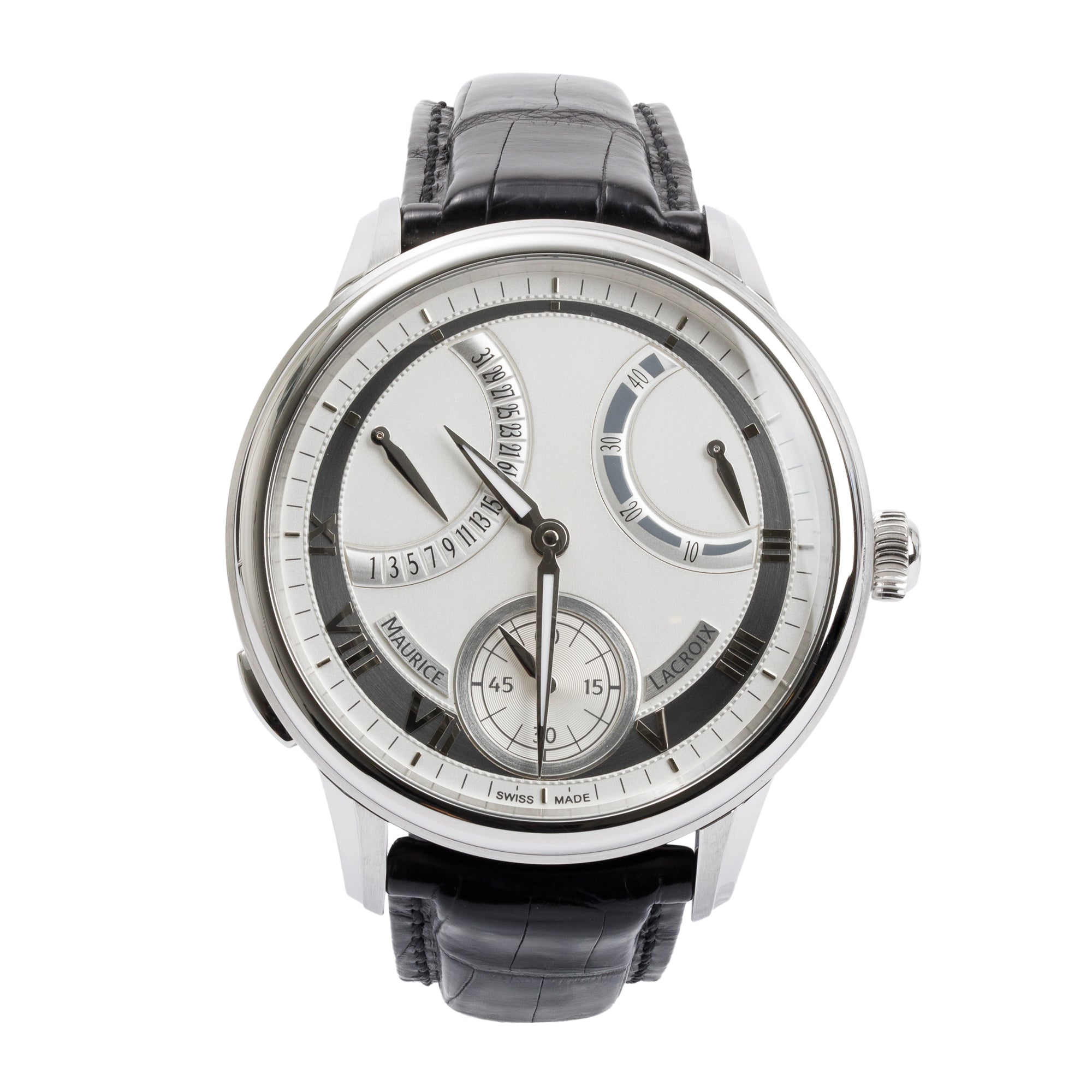 Maurice Lacroix Stainless Steel Masterpiece Calendrier Retrogade 46 MM Watch w/ Box