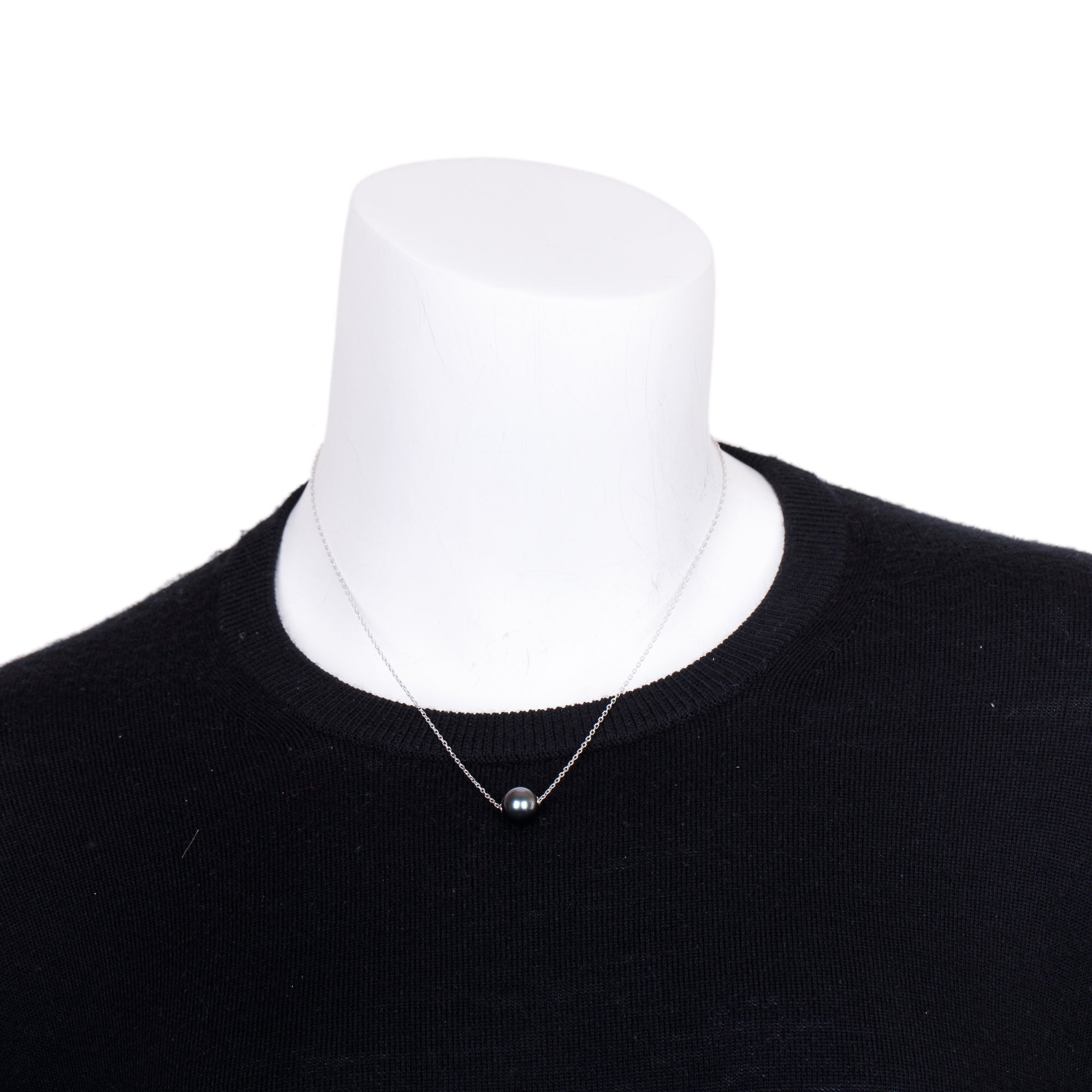 Mikimoto 18k White Gold 10MM Black South Sea Pearl Pendant Necklace w/ Box & Certificate