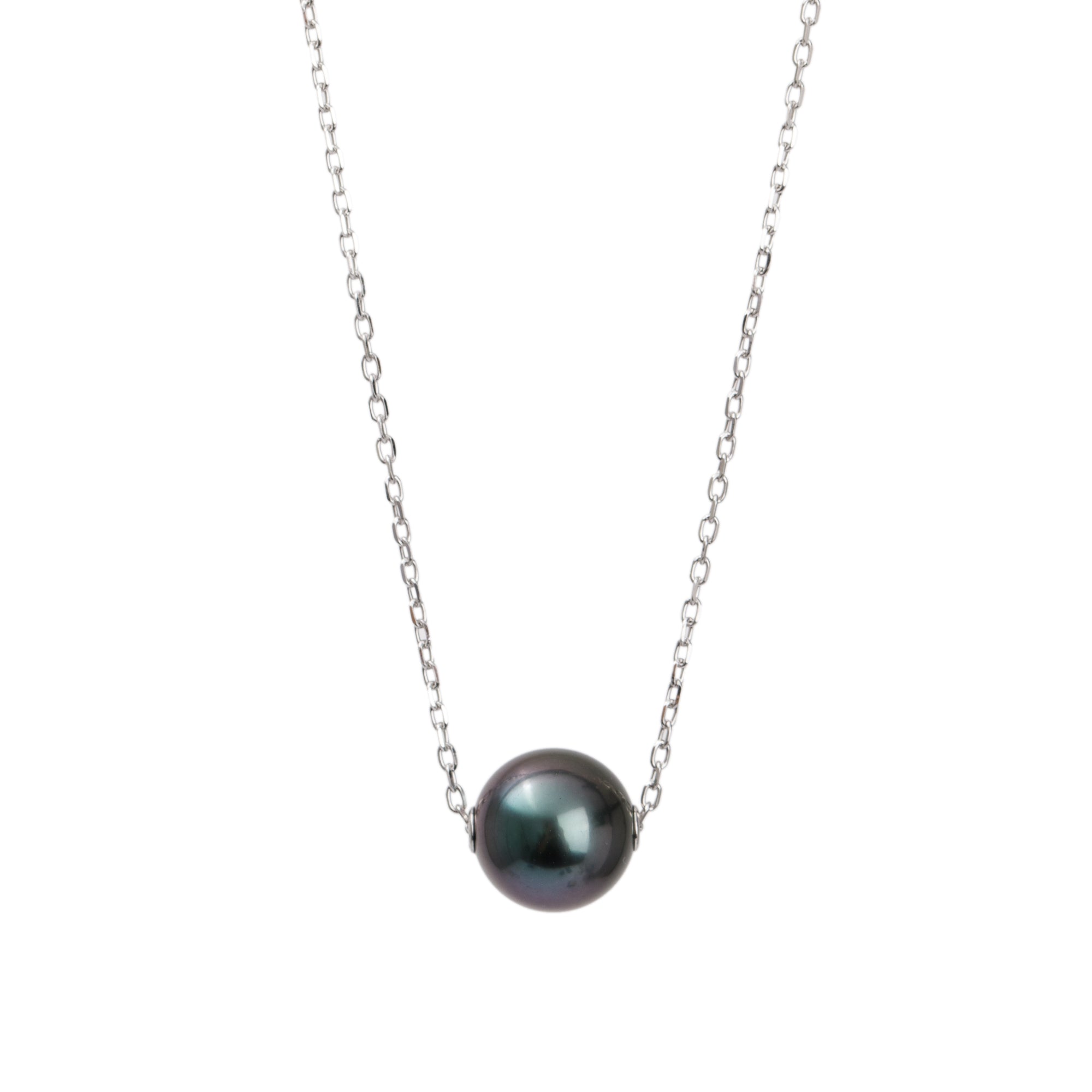 Mikimoto 18k White Gold 10MM Black South Sea Pearl Pendant Necklace w/ Box & Certificate