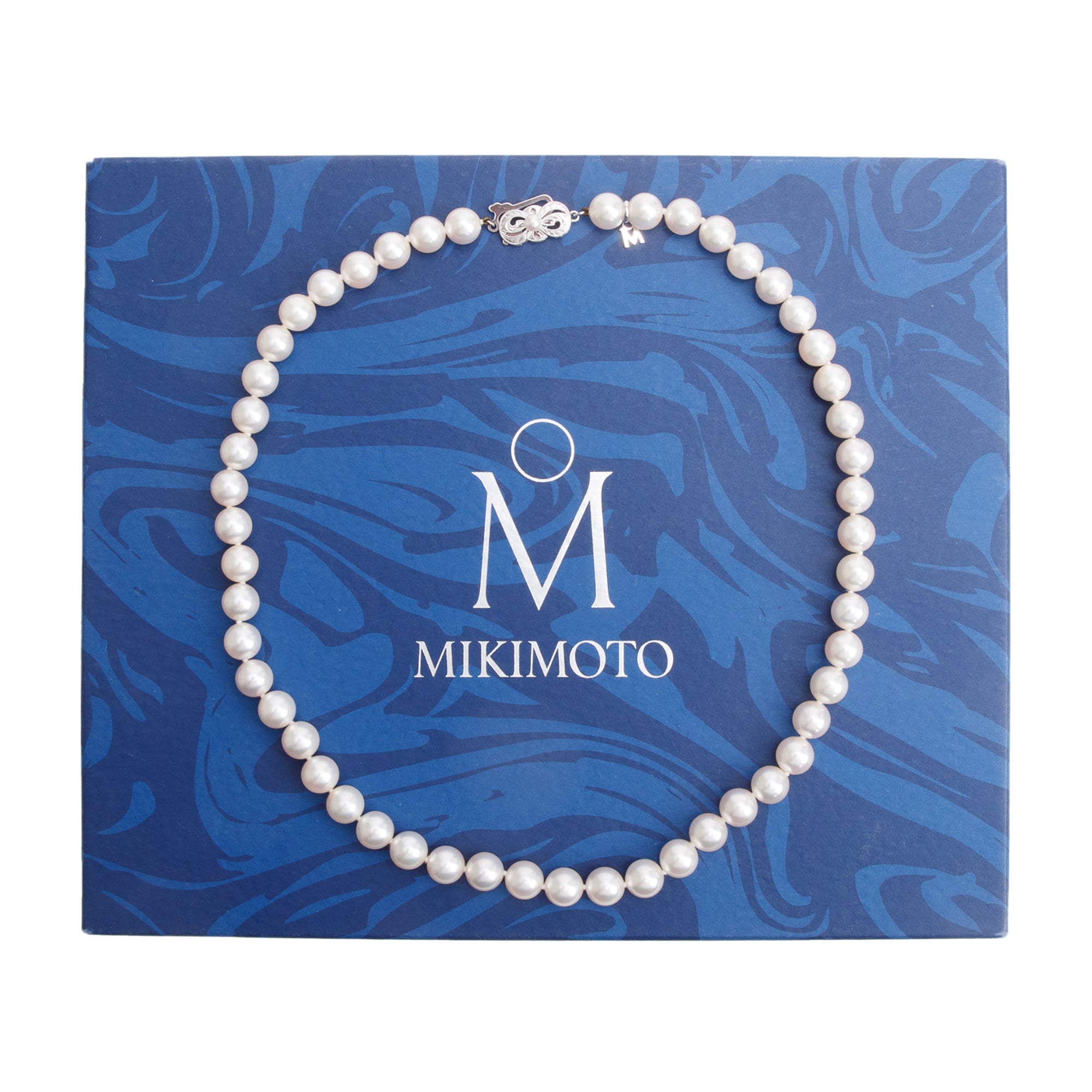 Mikimoto 18k White Gold Cultured A+ Akoya Pearl Necklace w/ Box & Papers