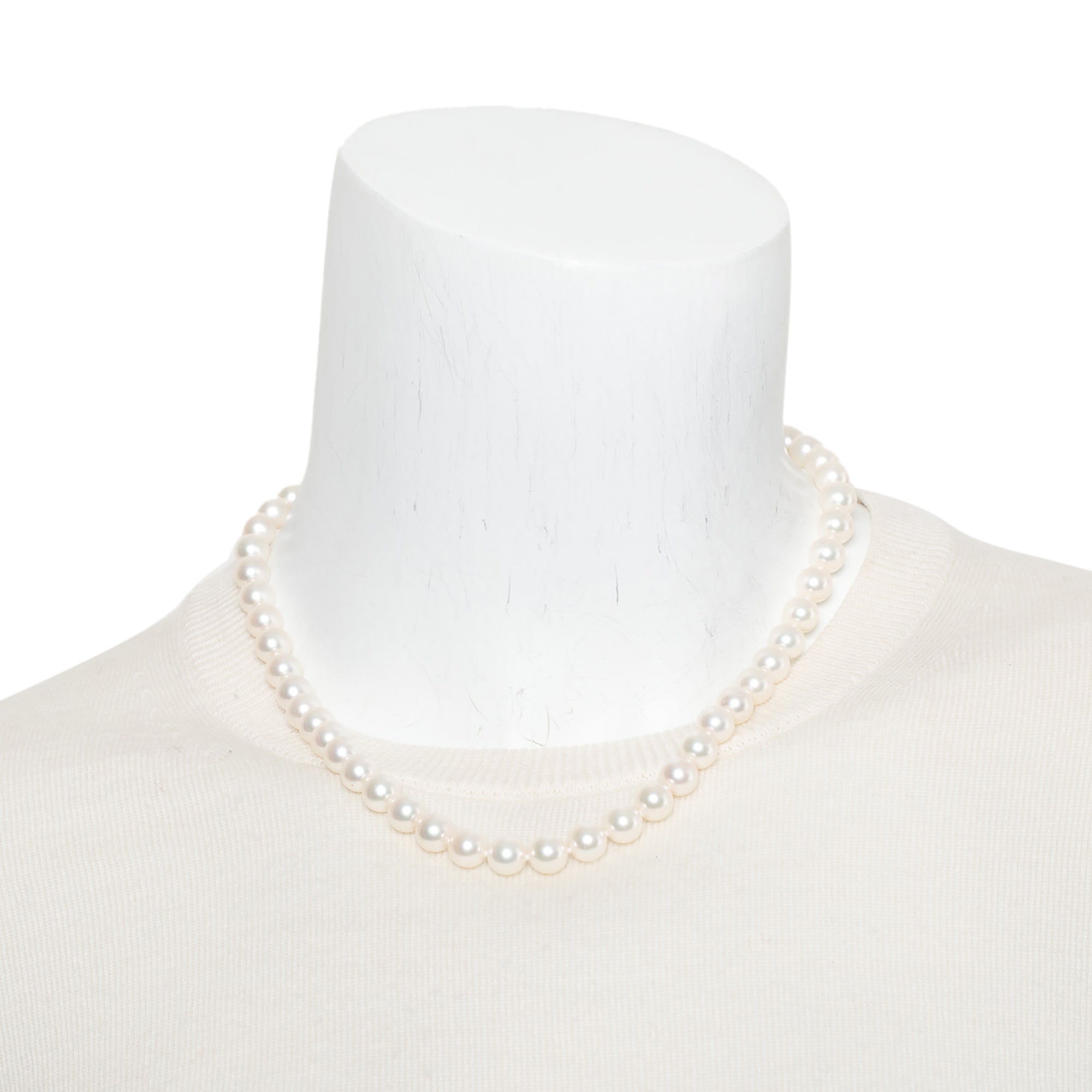 Mikimoto 18k White Gold Cultured A+ Akoya Pearl Necklace w/ Box & Papers