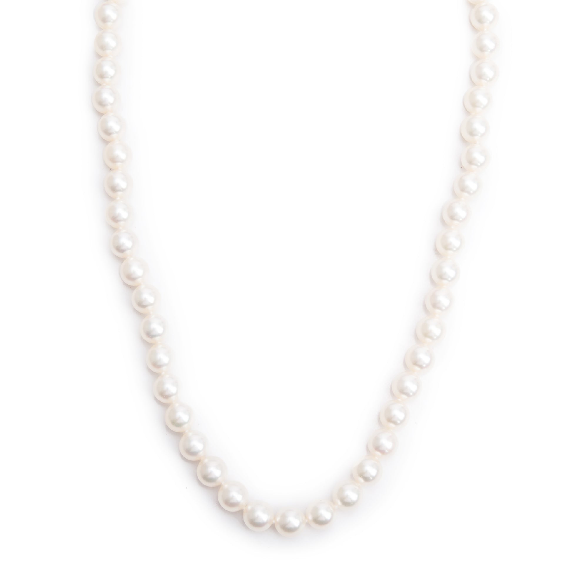 Mikimoto 18k White Gold Cultured A+ Akoya Pearl Necklace w/ Box & Papers