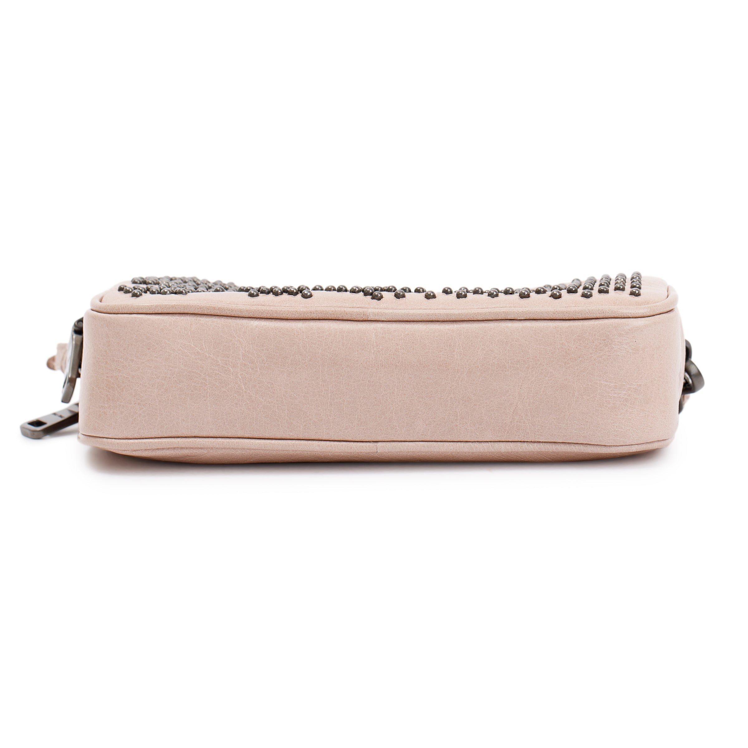 Miu Miu Beige Vitello Shine Studded Wristlet Bag w/ Box