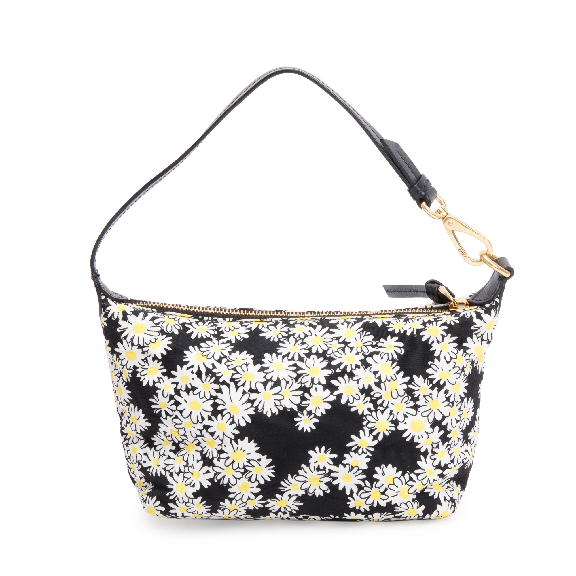 Miu Miu Black Floral Print Nylon Spirit Cire Shoulder Bag