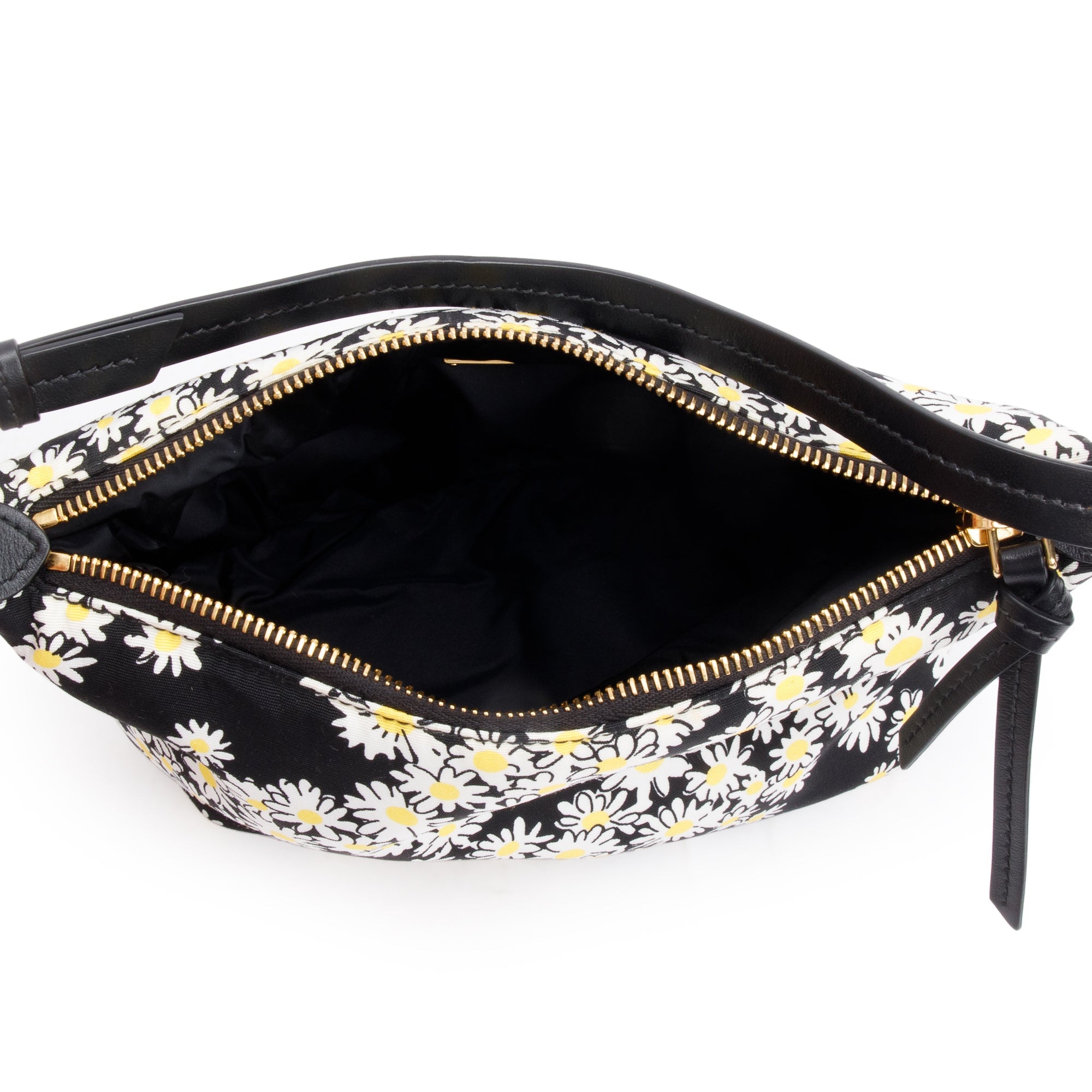 Miu Miu Black Floral Print Nylon Spirit Cire Shoulder Bag