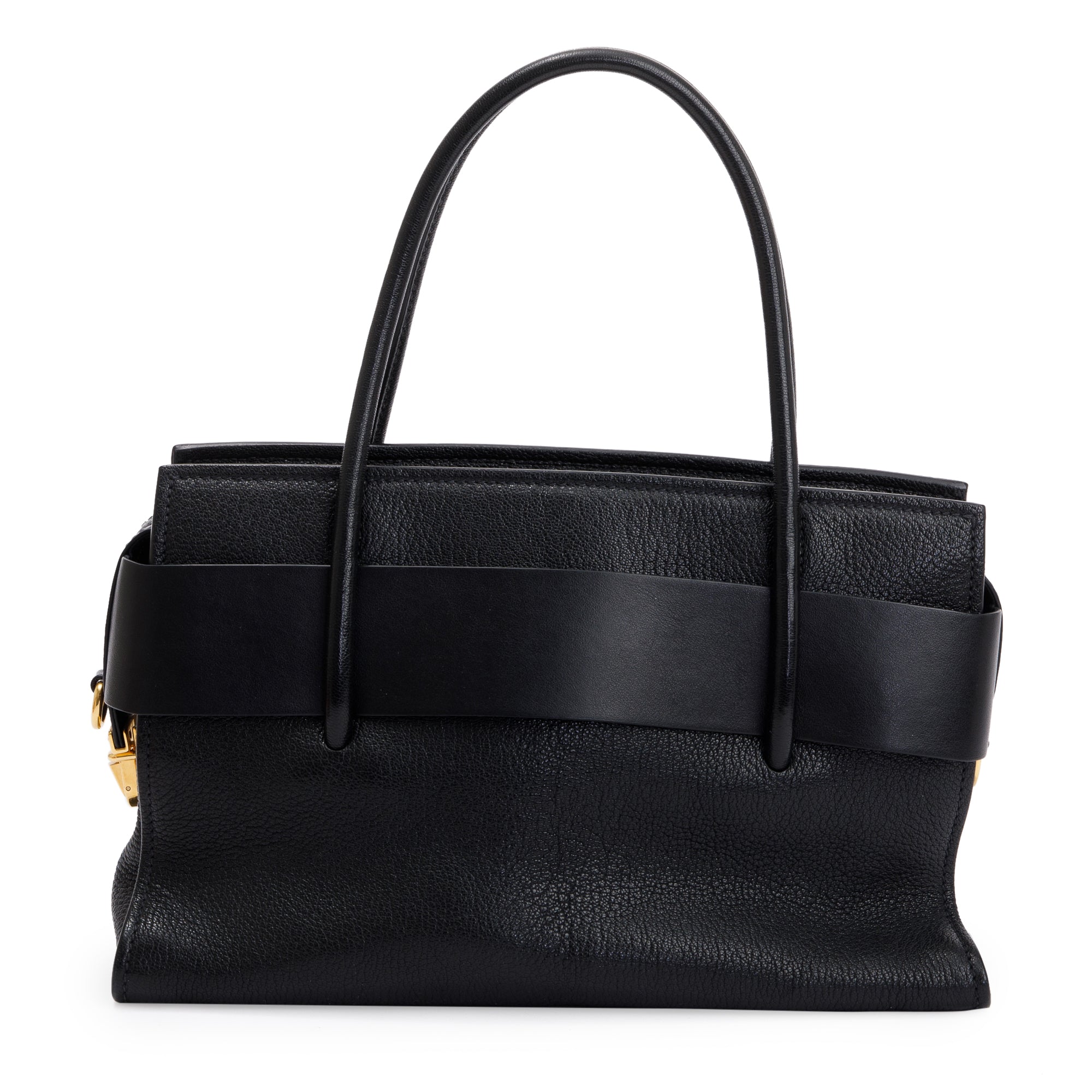 Miu Miu Black Leather Madras Fiocco Bow Tote w/ Strap