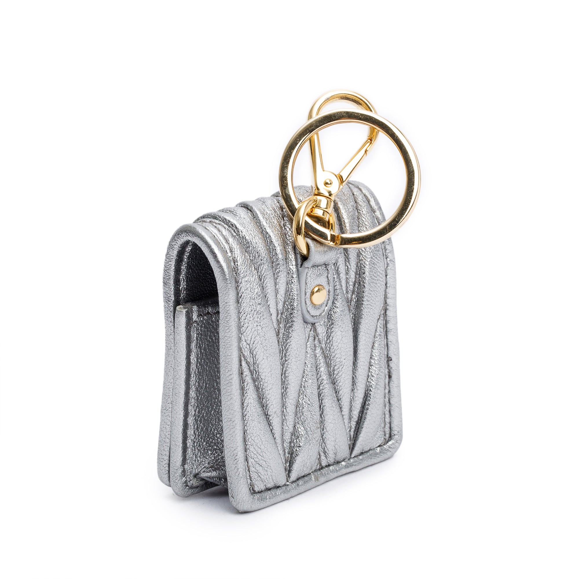 Miu Miu Metallic Silver Nappa Leather Airpod Case