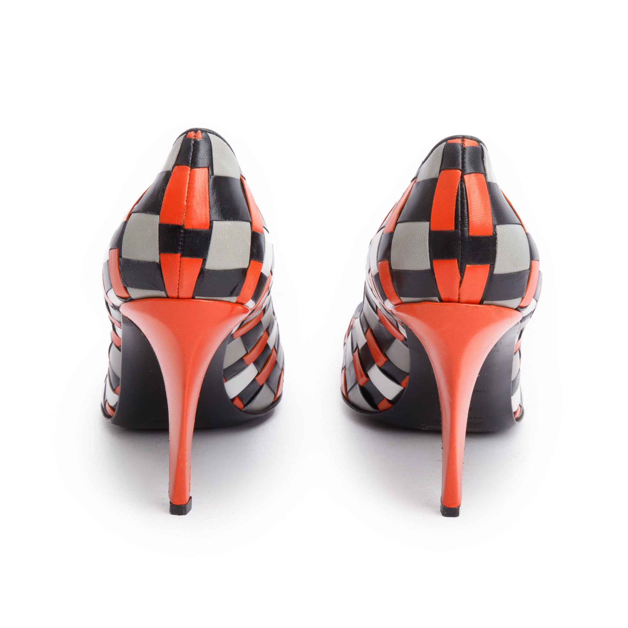 Miu Miu Multicolor Leather Weave Accent Pumps, Size 40.5