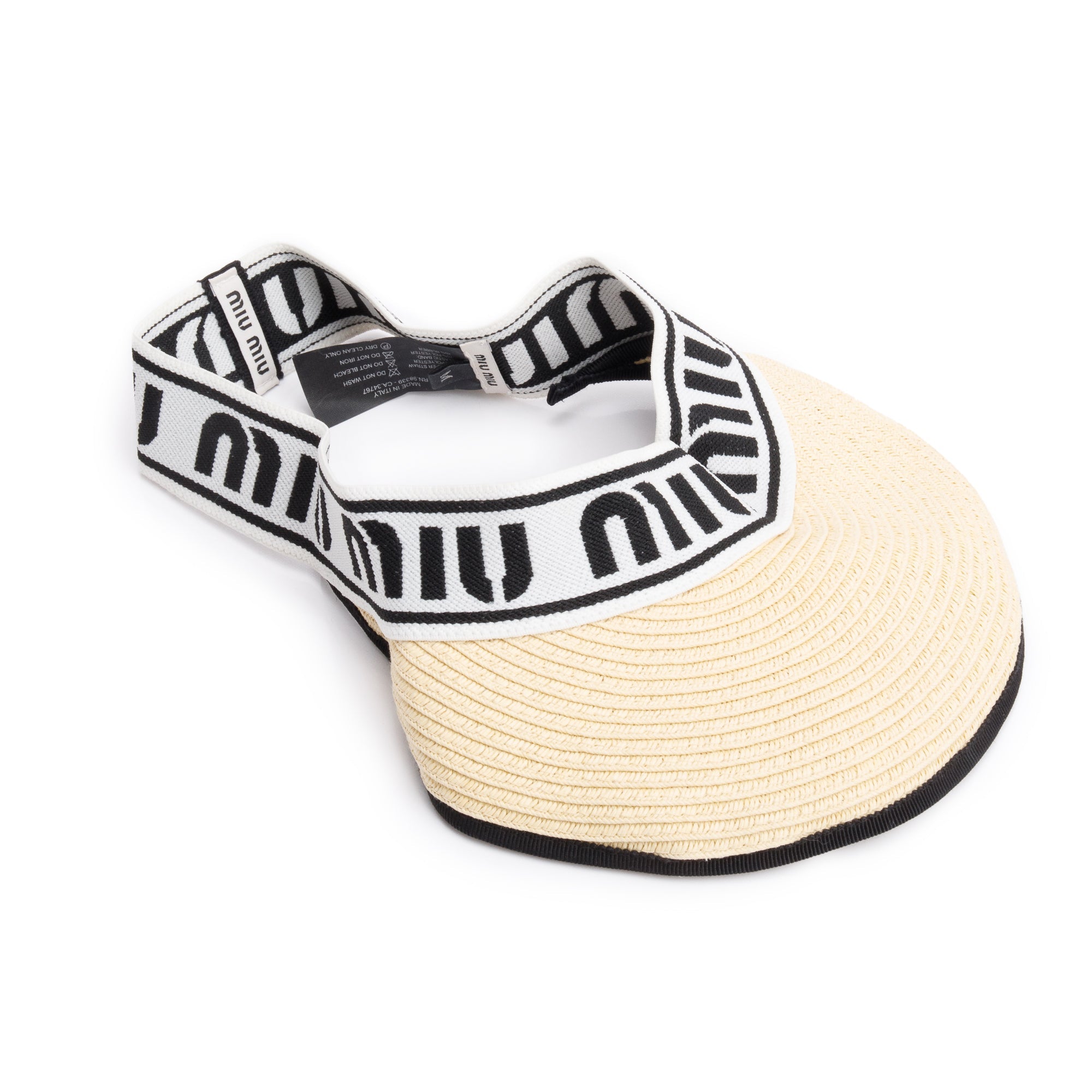 Miu Miu Neutral Straw Logo Visor