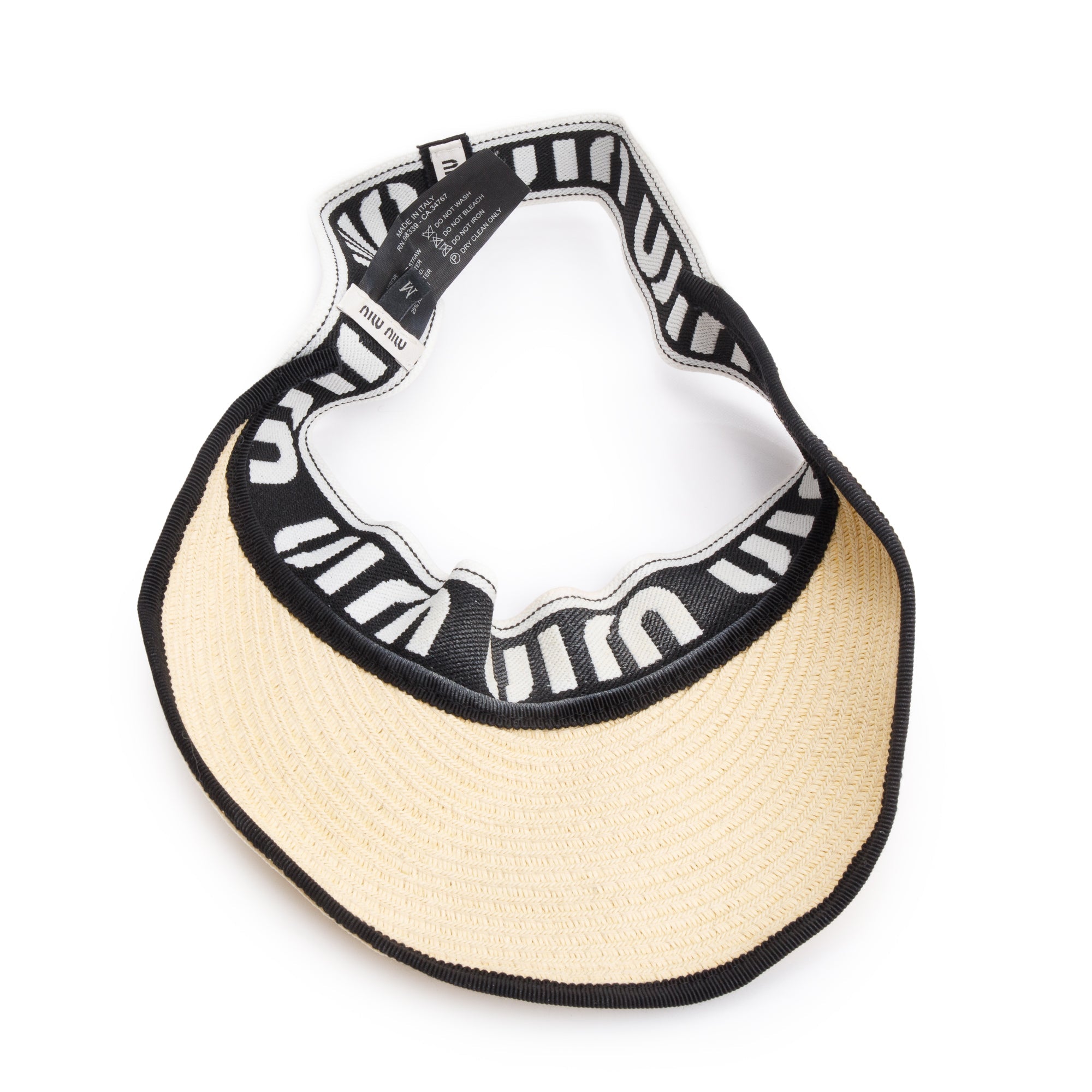 Miu Miu Neutral Straw Logo Visor