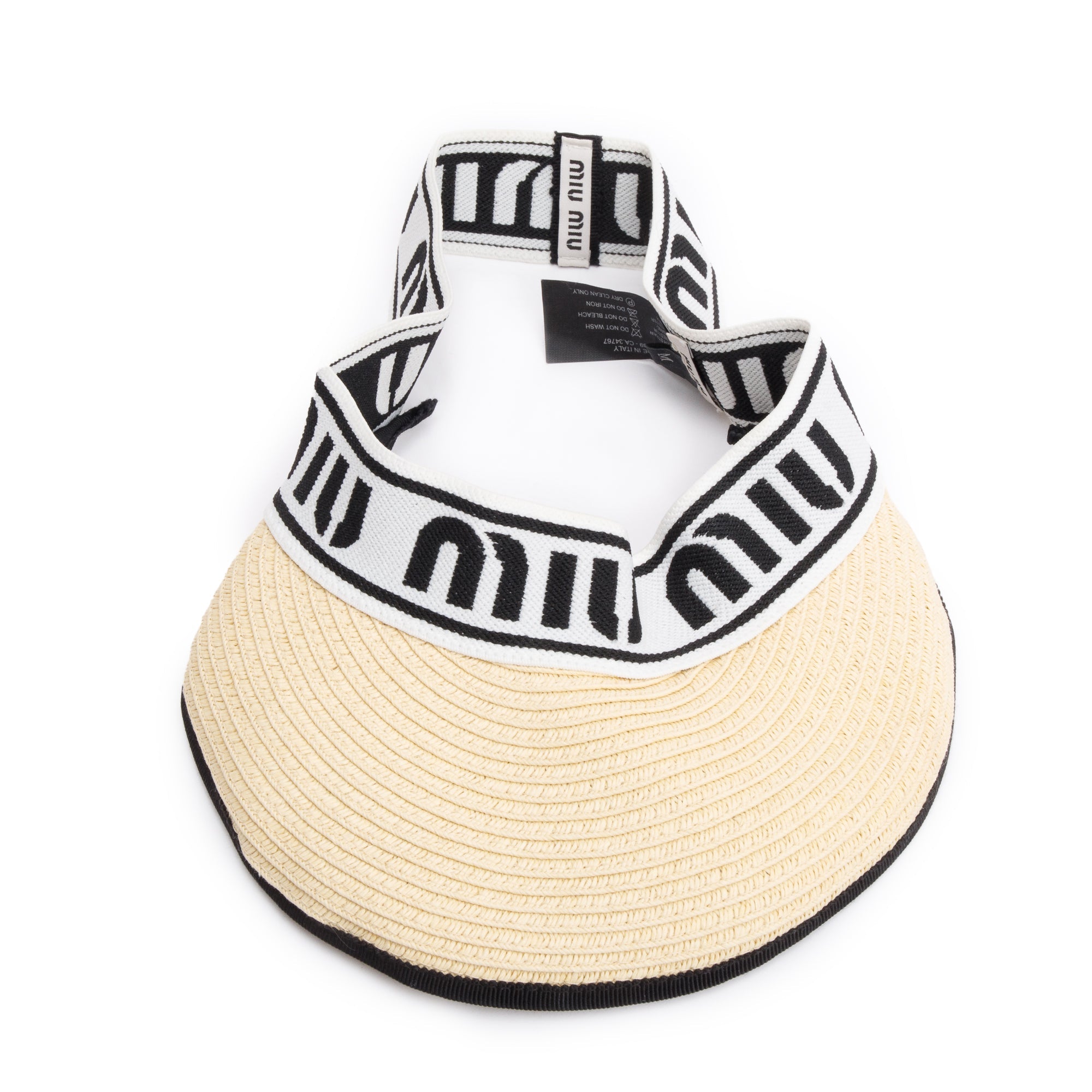 Miu Miu Neutral Straw Logo Visor