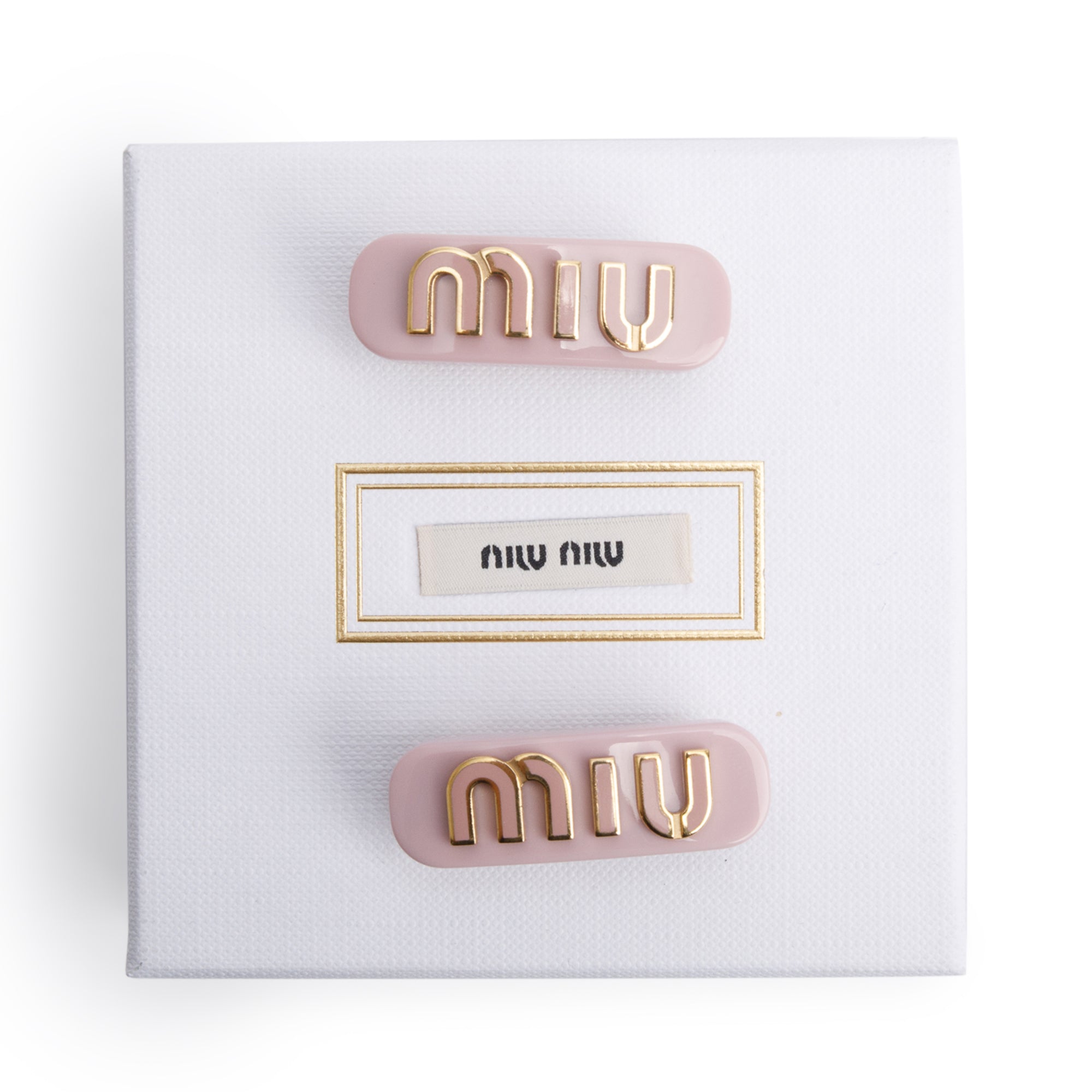 Miu Miu Pink Logo Hair Clips w/ Box