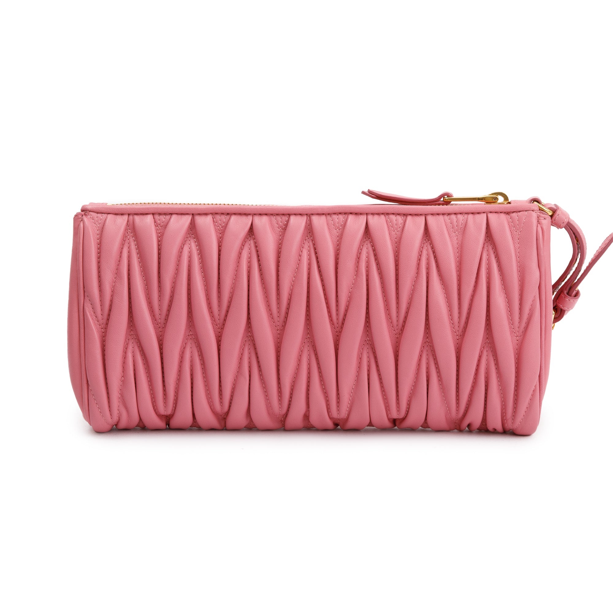 Miu Miu Pink Matelasse Nappa Wrystlet Clutch Bag w/ Authenticity Card