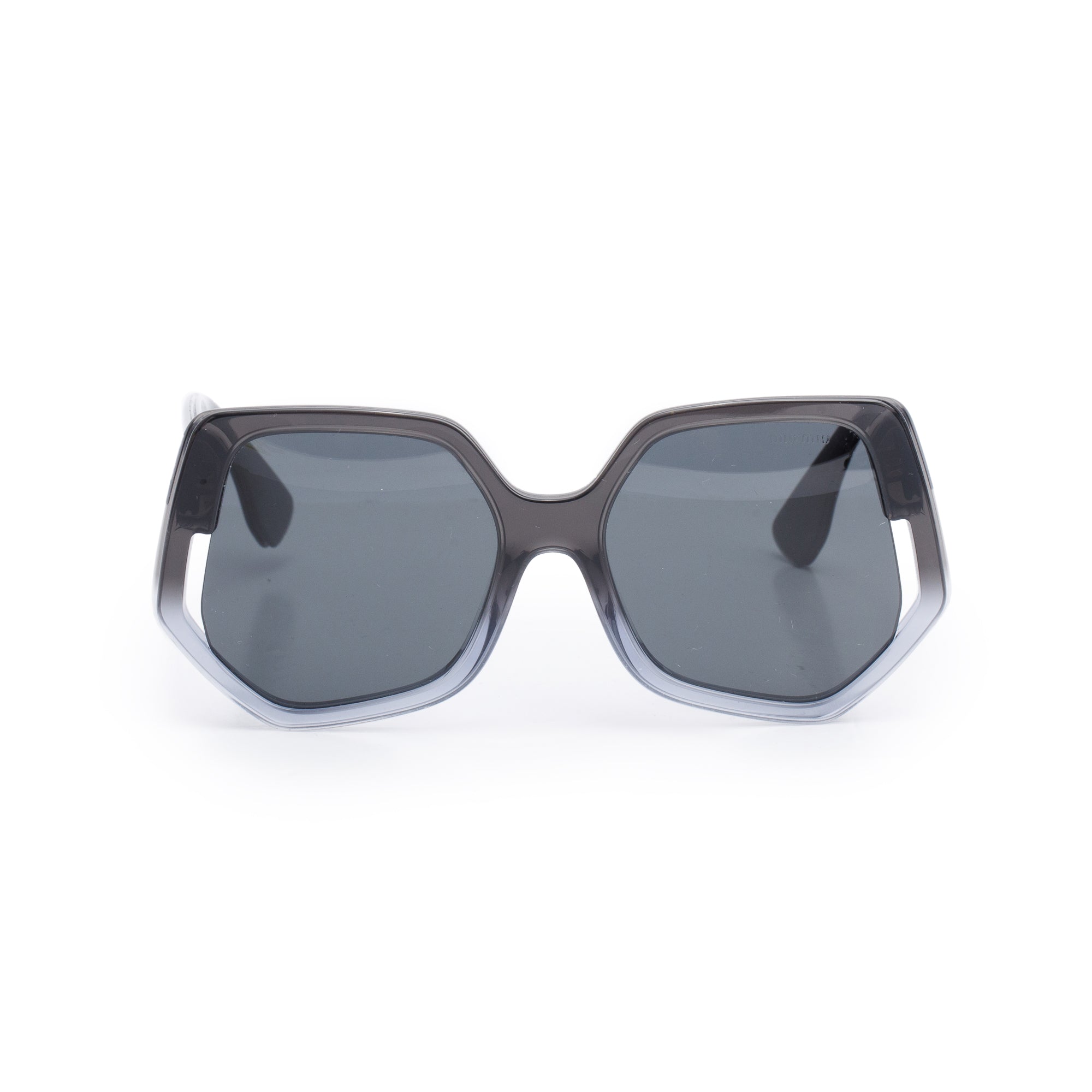 Miu Miu SMU 07V-A Black Acetate Logo Geometric Oversized Sunglasses w/ Case