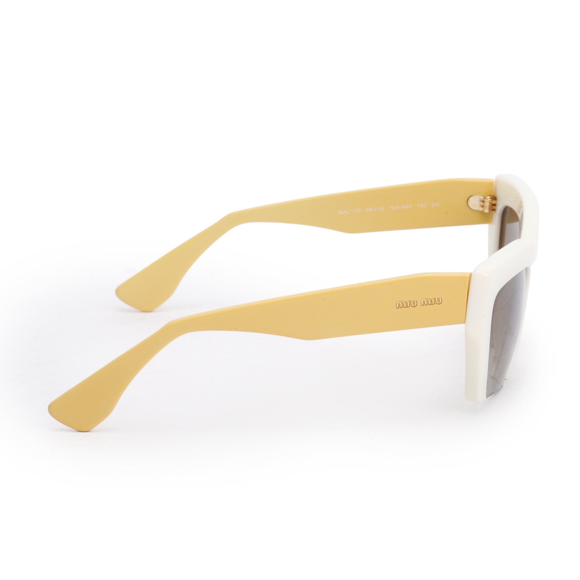 Miu Miu SMU11O White/Beige Acetate Rasoir Half Rim Sunglasses w/ Case