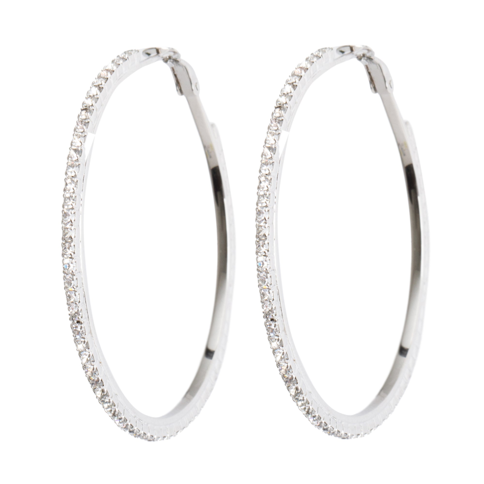 Miu Miu Silver-Plated Crystal Hoop Earrings w/ Box
