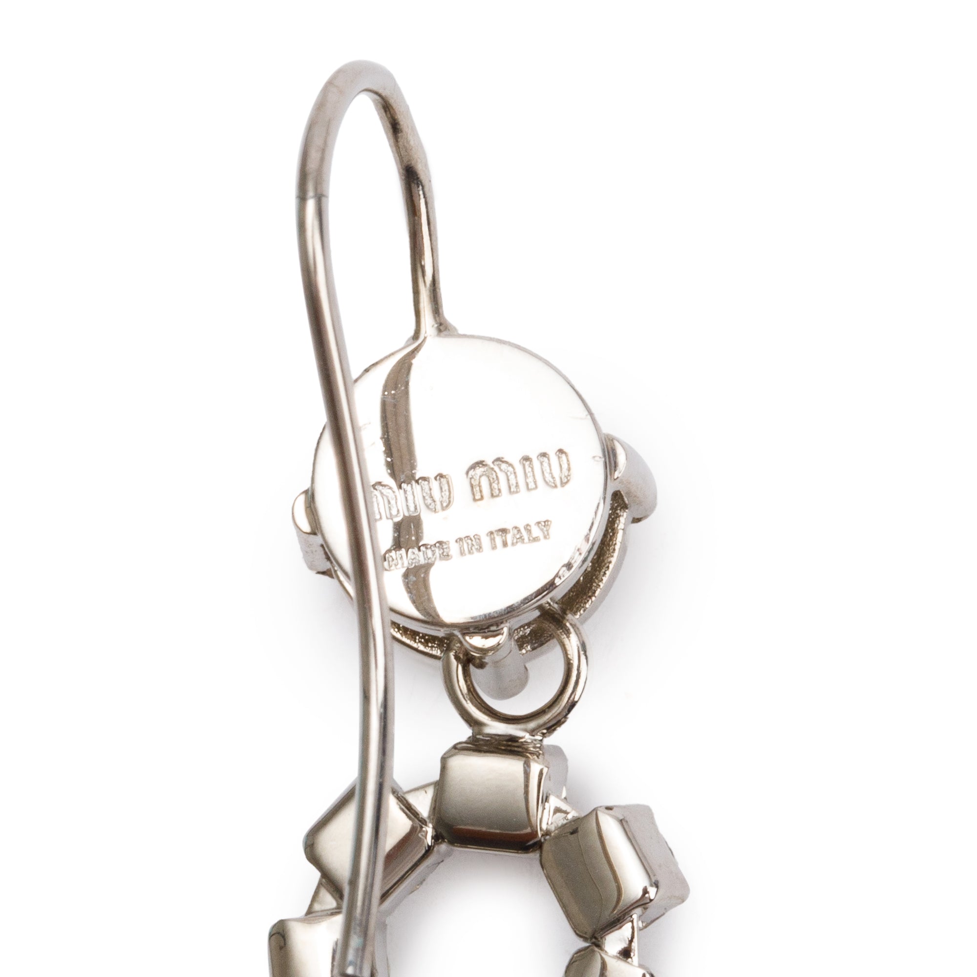 Miu Miu Silver-Tone Metal Crystal Teardrop Hook Drop Earrings w/ Box