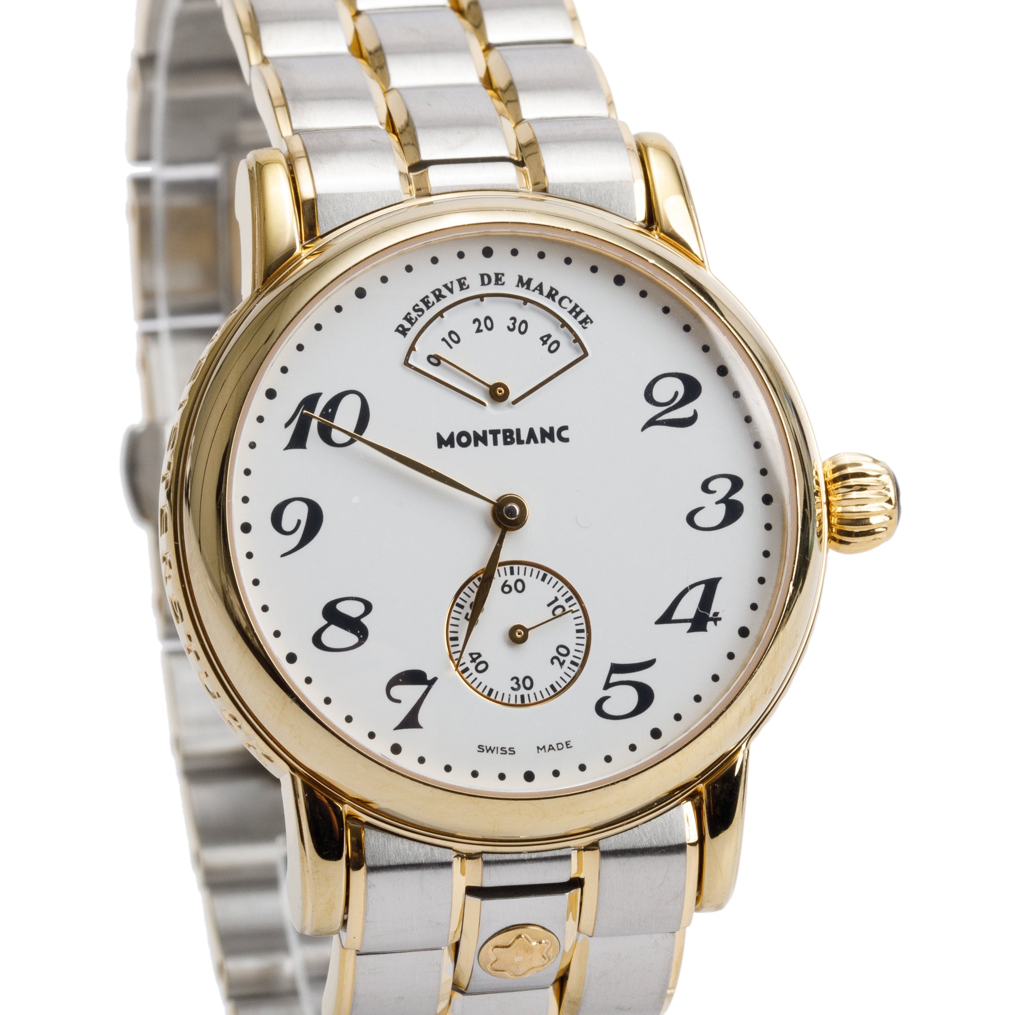 Montblanc 18k Yellow Gold Plated & Stainless Steel Meisterstuck Star Reserve de Marche 36 MM Manual Watch 7003
