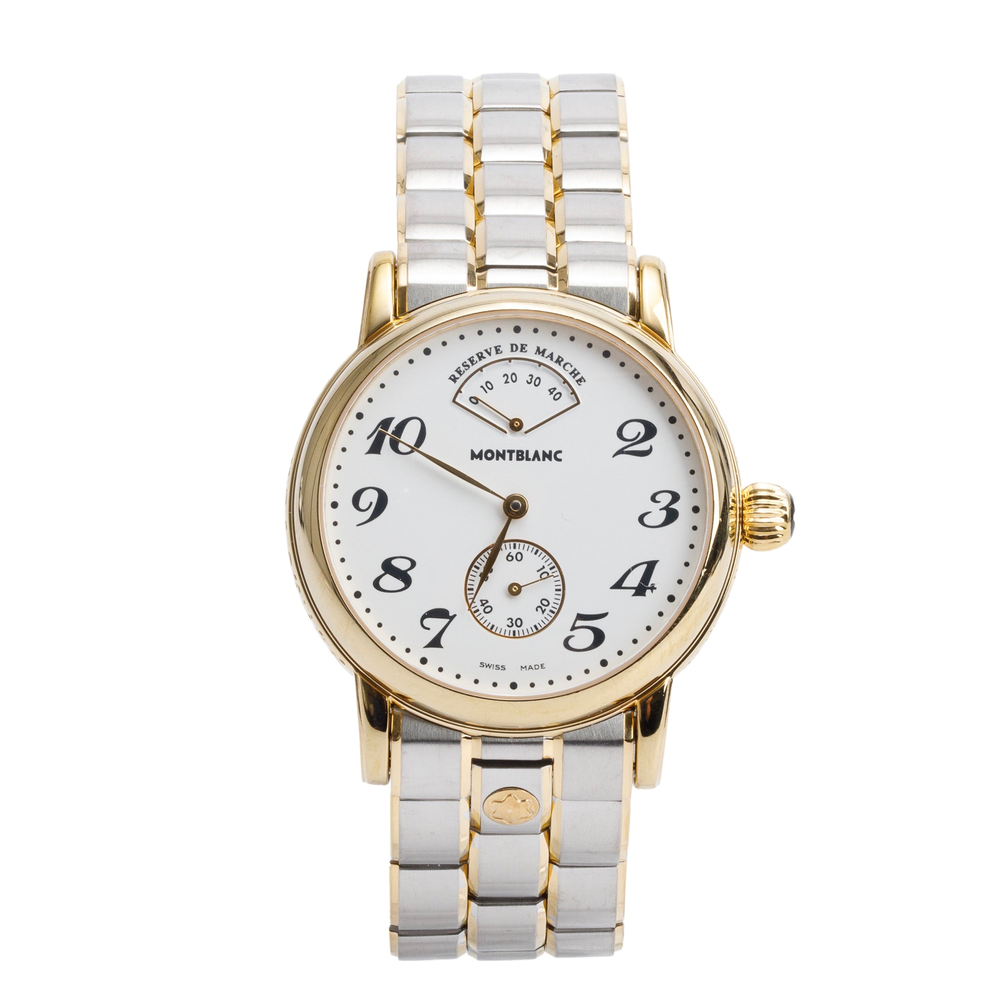 Montblanc 18k Yellow Gold Plated & Stainless Steel Meisterstuck Star Reserve de Marche 36 MM Manual Watch 7003