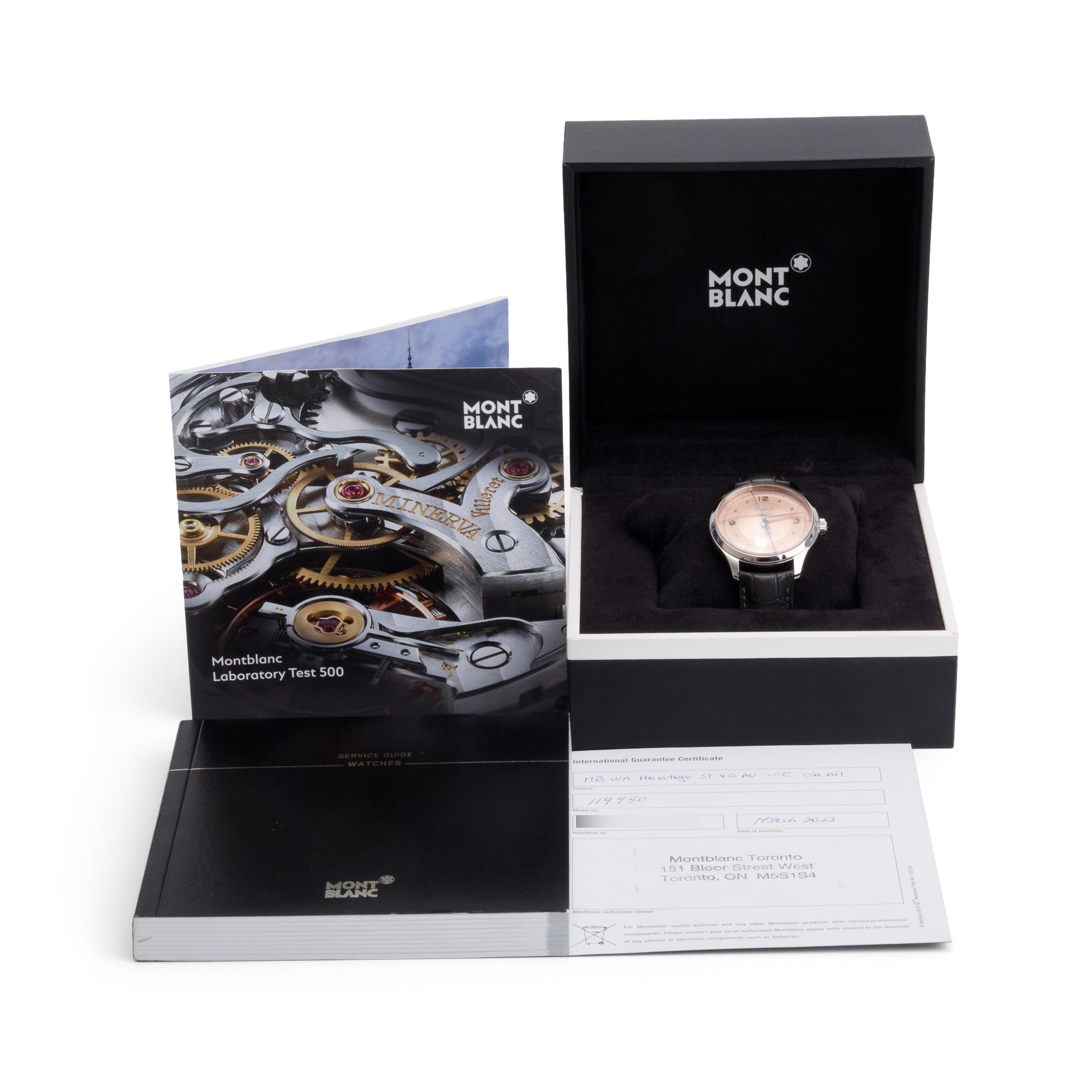 Montblanc 2022 Stainless Steel Heritage GMT 40 MM Automatic Watch, Salmon Dial w/ Box & Papers