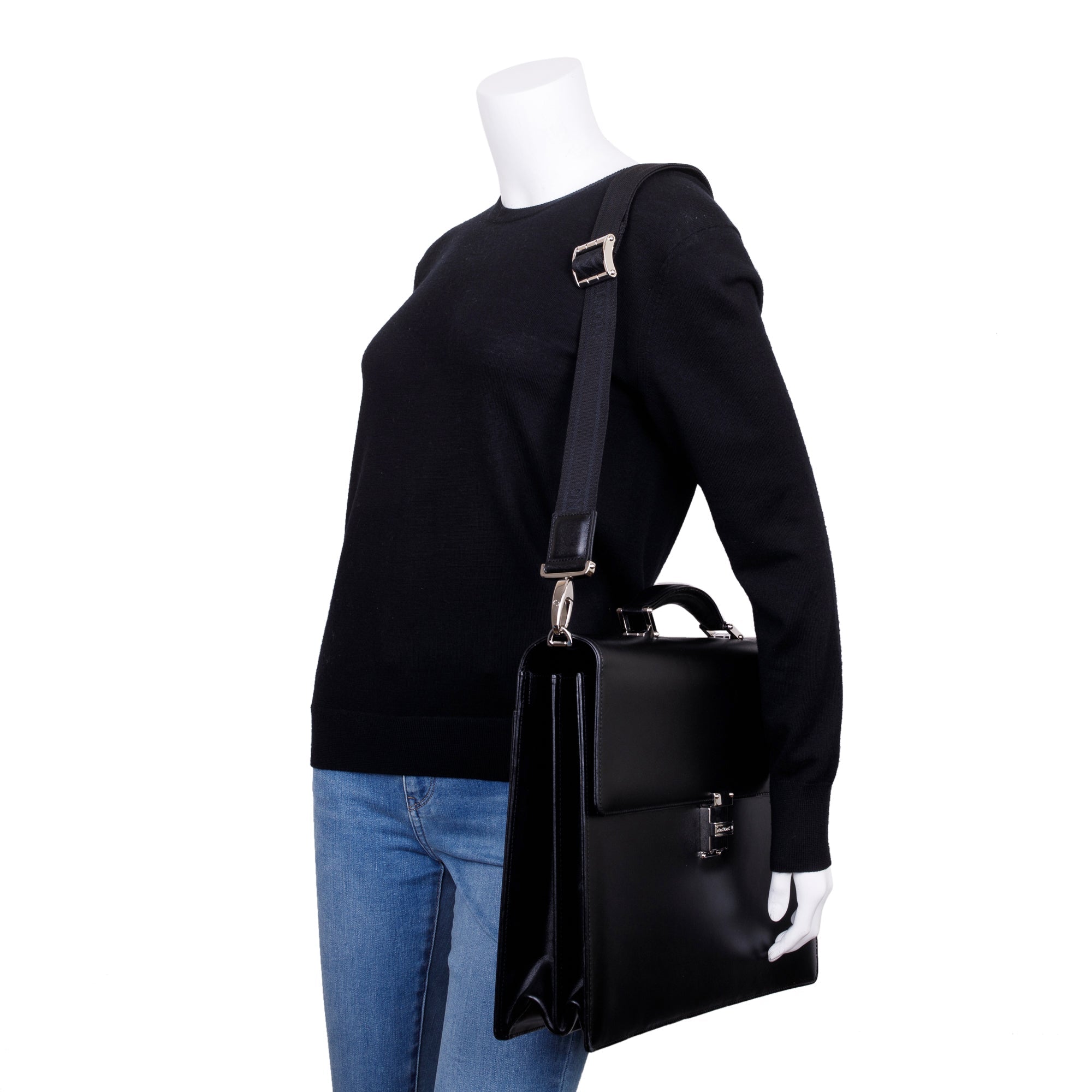 Montblanc Black Calfskin Meisterstuck Double-Gusset Briefcase w/ Receipt