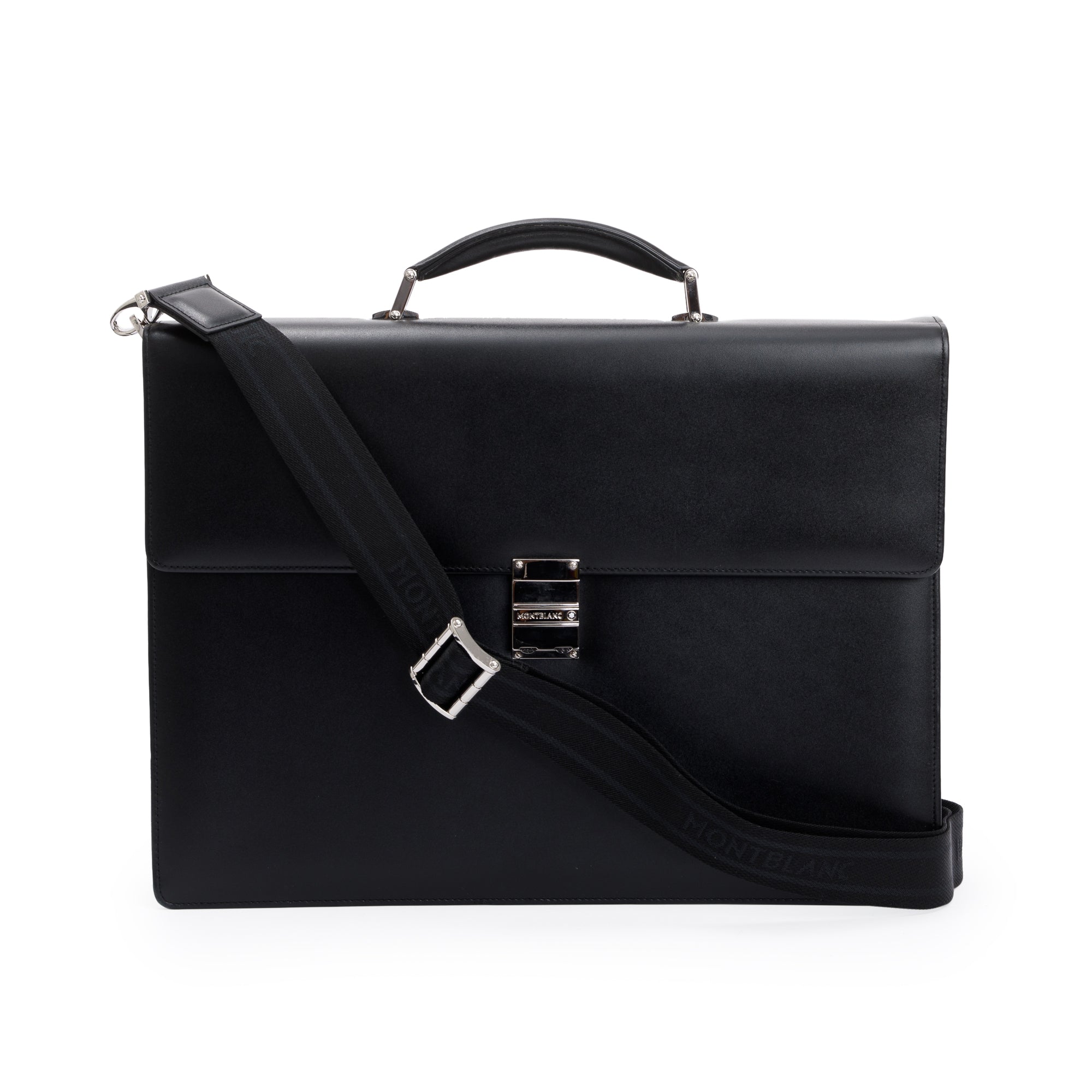 Montblanc Black Calfskin Meisterstuck Double-Gusset Briefcase w/ Receipt