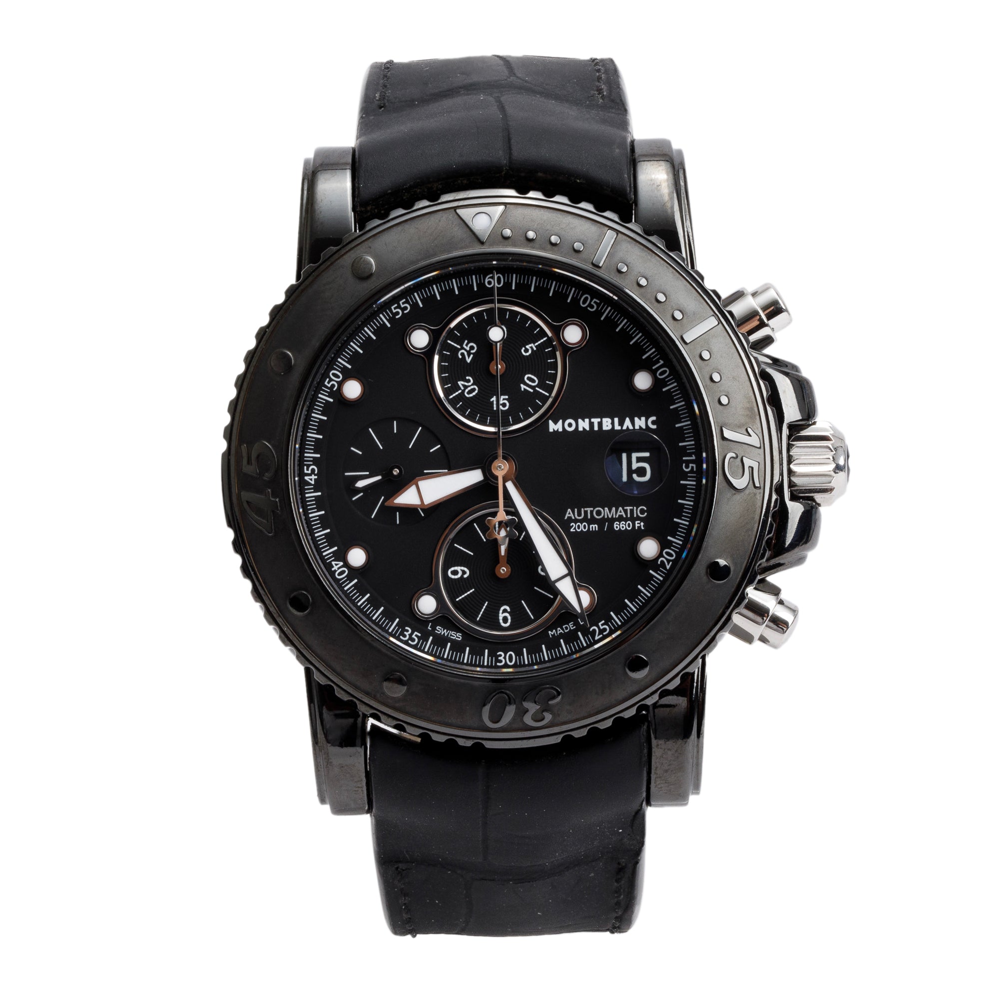 Montblanc Black DLC Coated Stainless Steel Sport 44 MM Automatic Chronograph Watch, w/ Box & Receipt