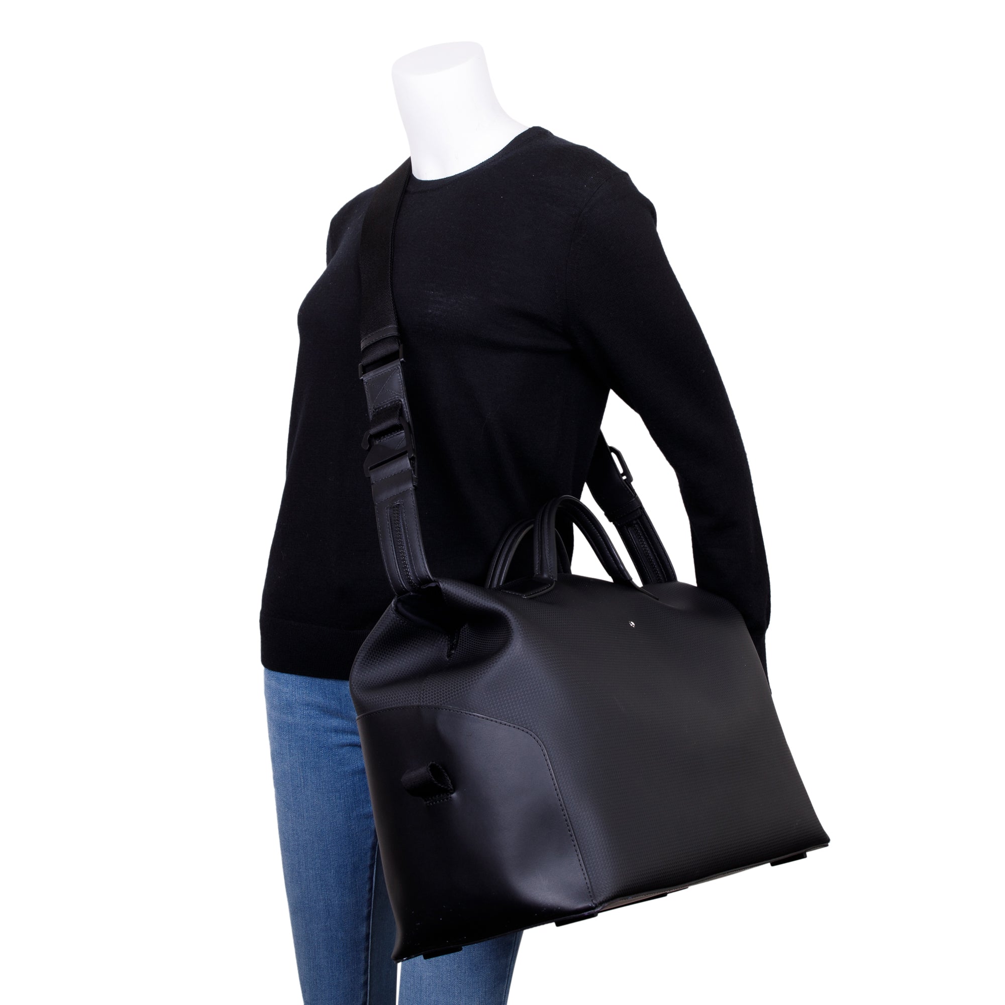 Montblanc Black Leather Extreme 2.0 Duffle Bag w/ Strap & Receipt