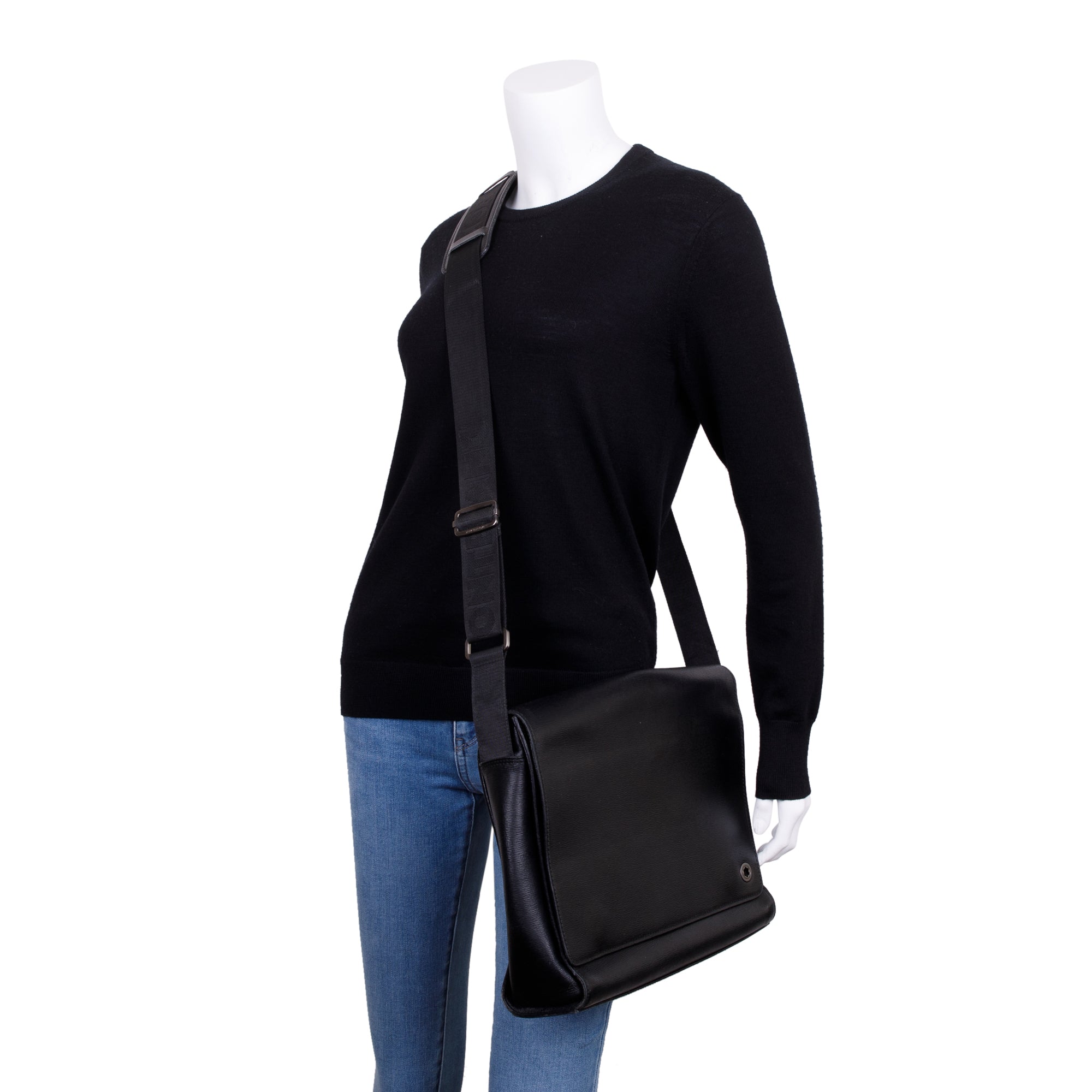 Montblanc Black Leather Messenger Bag