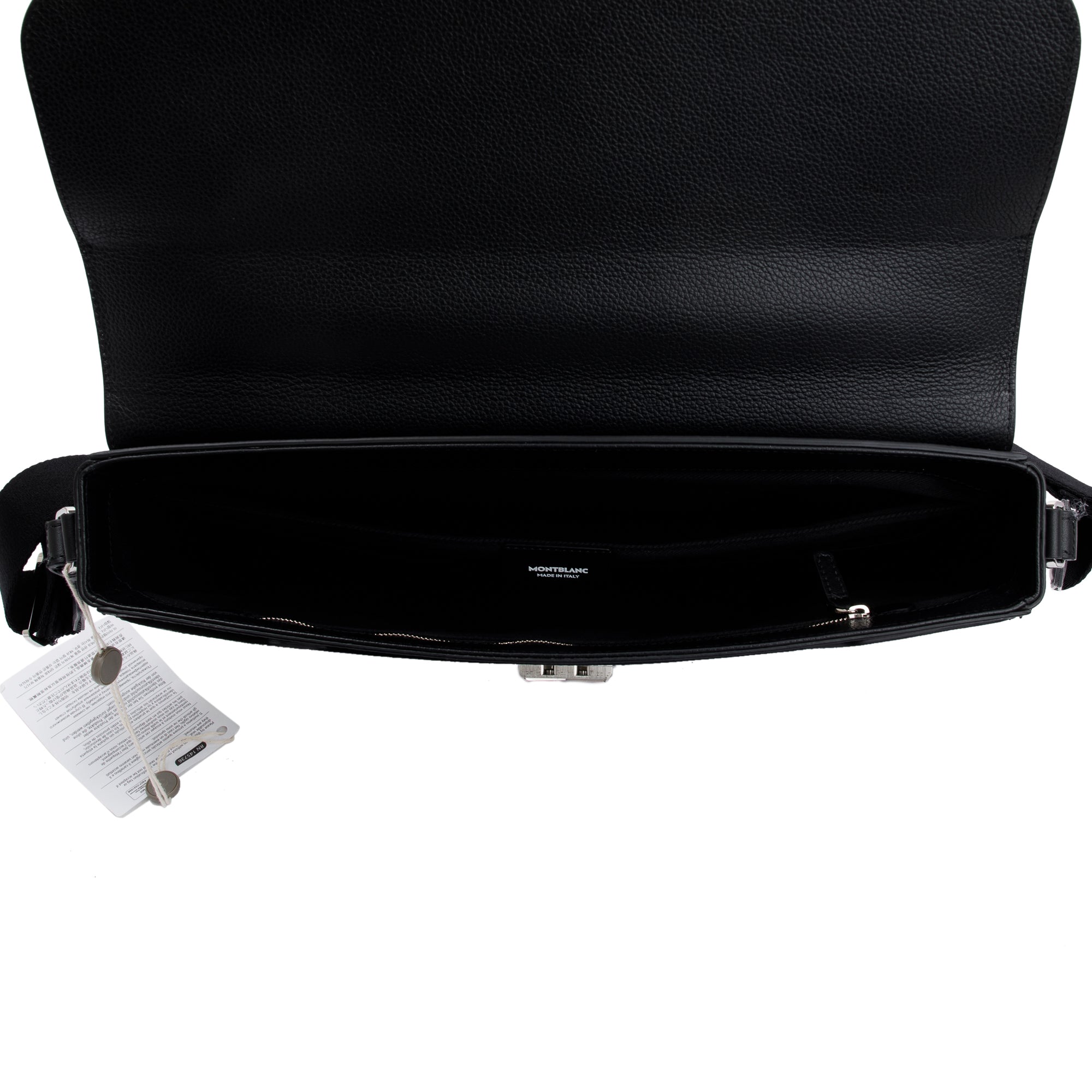 Montblanc Black Soft Grain Leather Single Gusset Briefcase w/ Strap