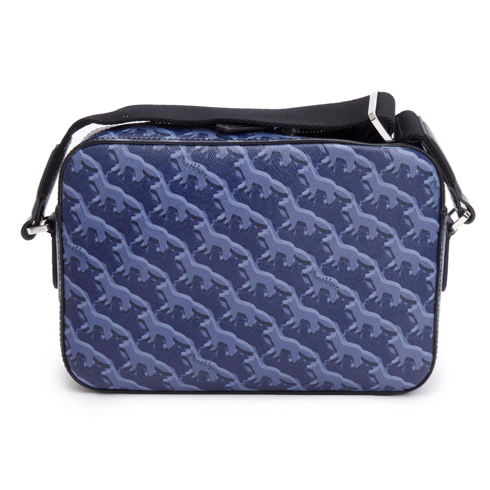 Montblanc Blue Saffiano Printed Signature Leather Maison Kitsune Messenger Bag