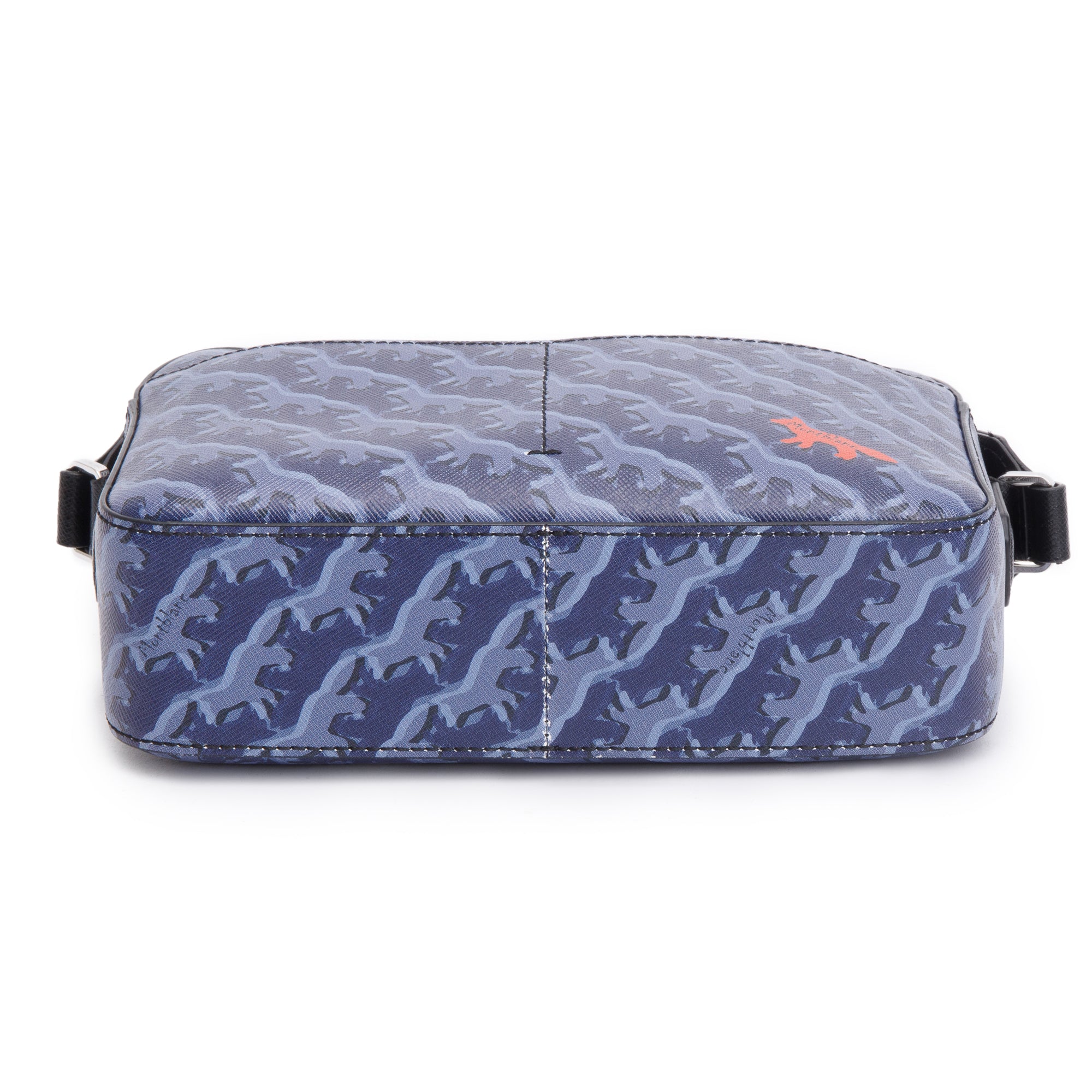 Montblanc Blue Saffiano Printed Signature Leather Maison Kitsune Messenger Bag