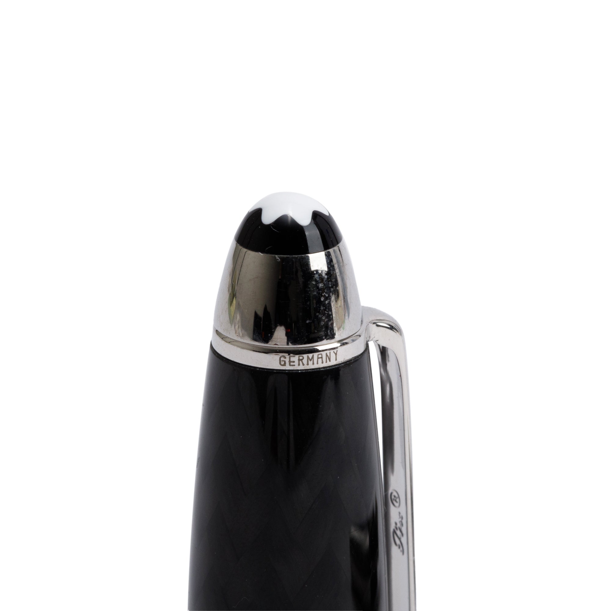 Montblanc Carbon & Platinum Coated Steel Meisterstuck Solitaire Fountain Pen w/ Box & Ink