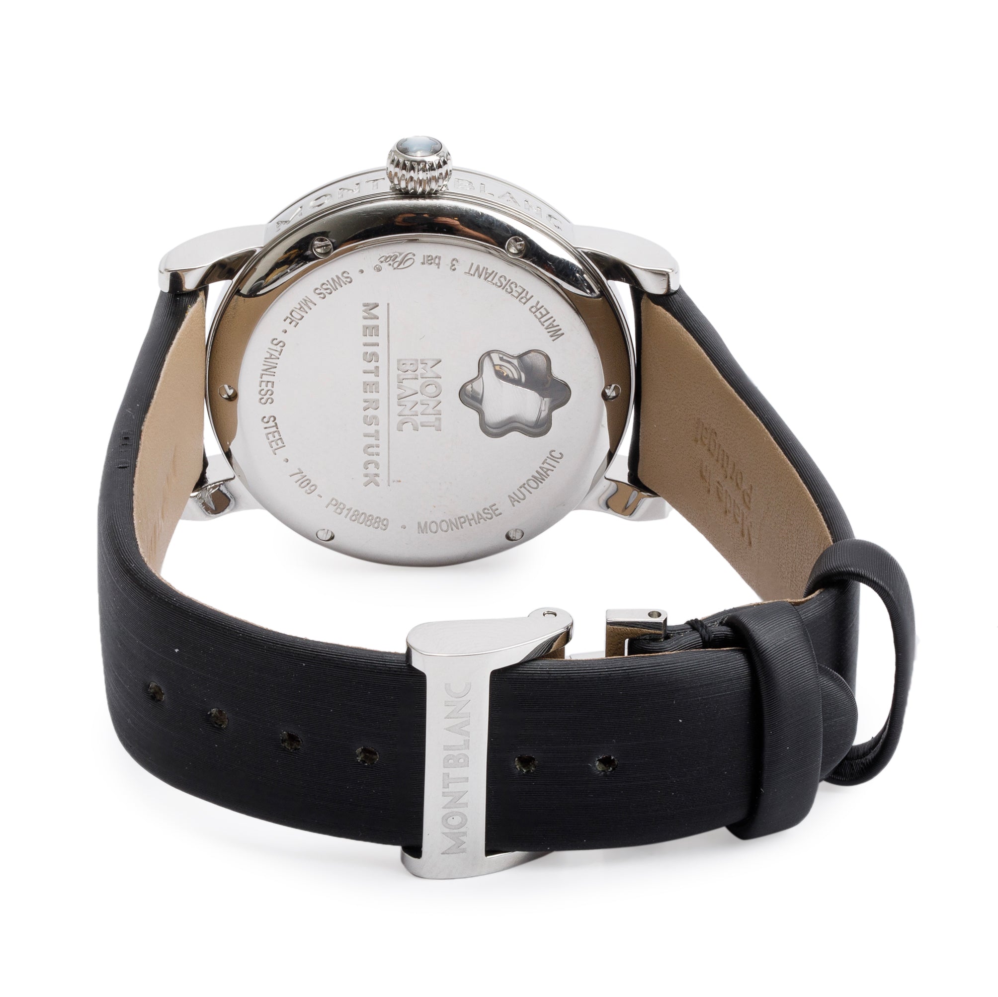 Montblanc Stainless Steel Star Diamond Bezel Mother of Pearl Diamond Dial 36 MM Automatic Moonphase Watch 7109