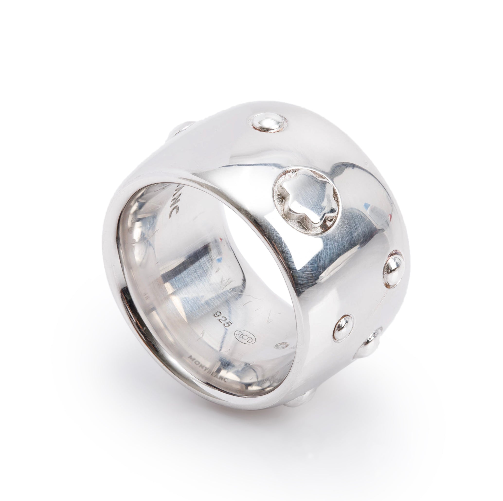 Montblanc Sterling Silver Embracing Star Wide Band Ring, Size 48 5