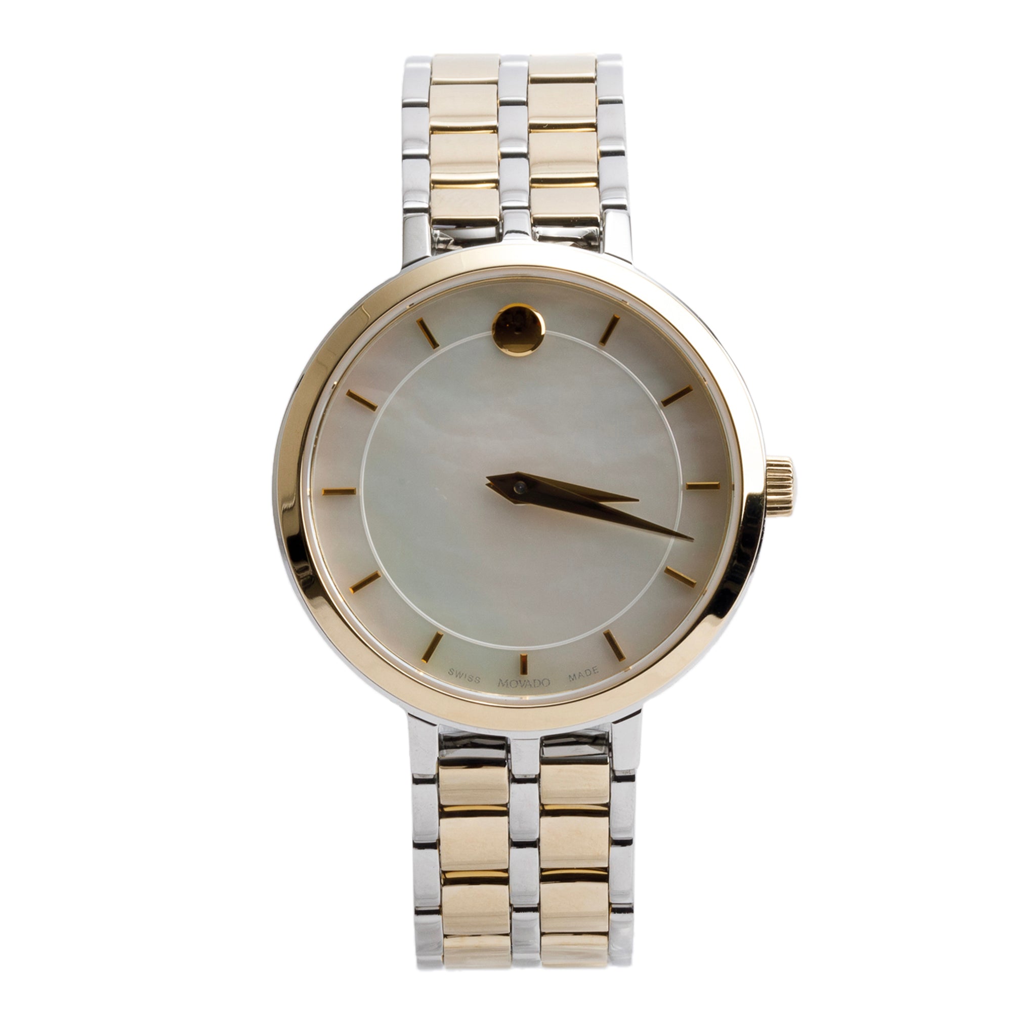 Movado Gold-Plated & Stainless Steel Kora 28 MM Quartz Watch Mother of Pearl Dial