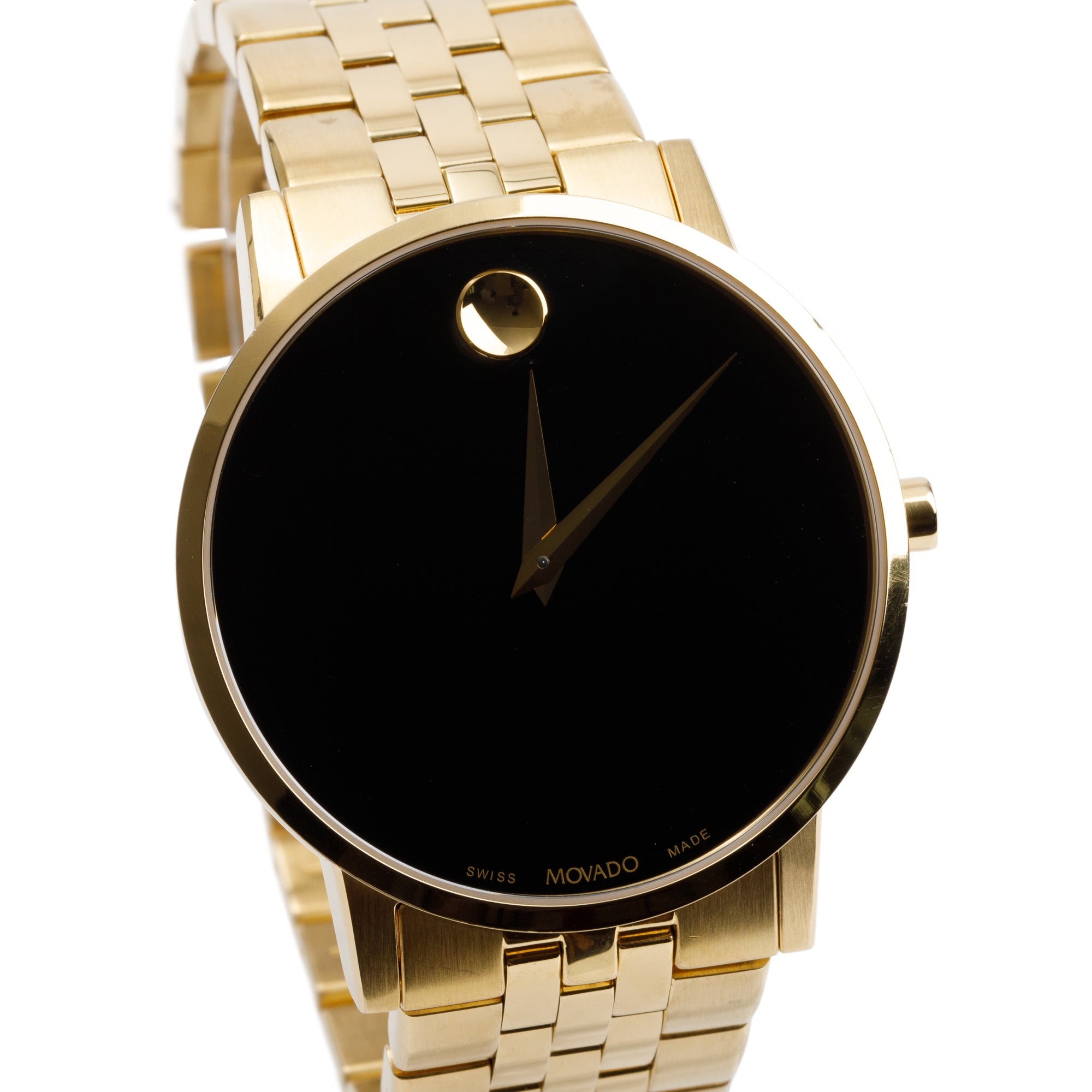 Movado Gold Plated Stainless Steel Museum Classic 40 MM Watch w/ Box & Papers