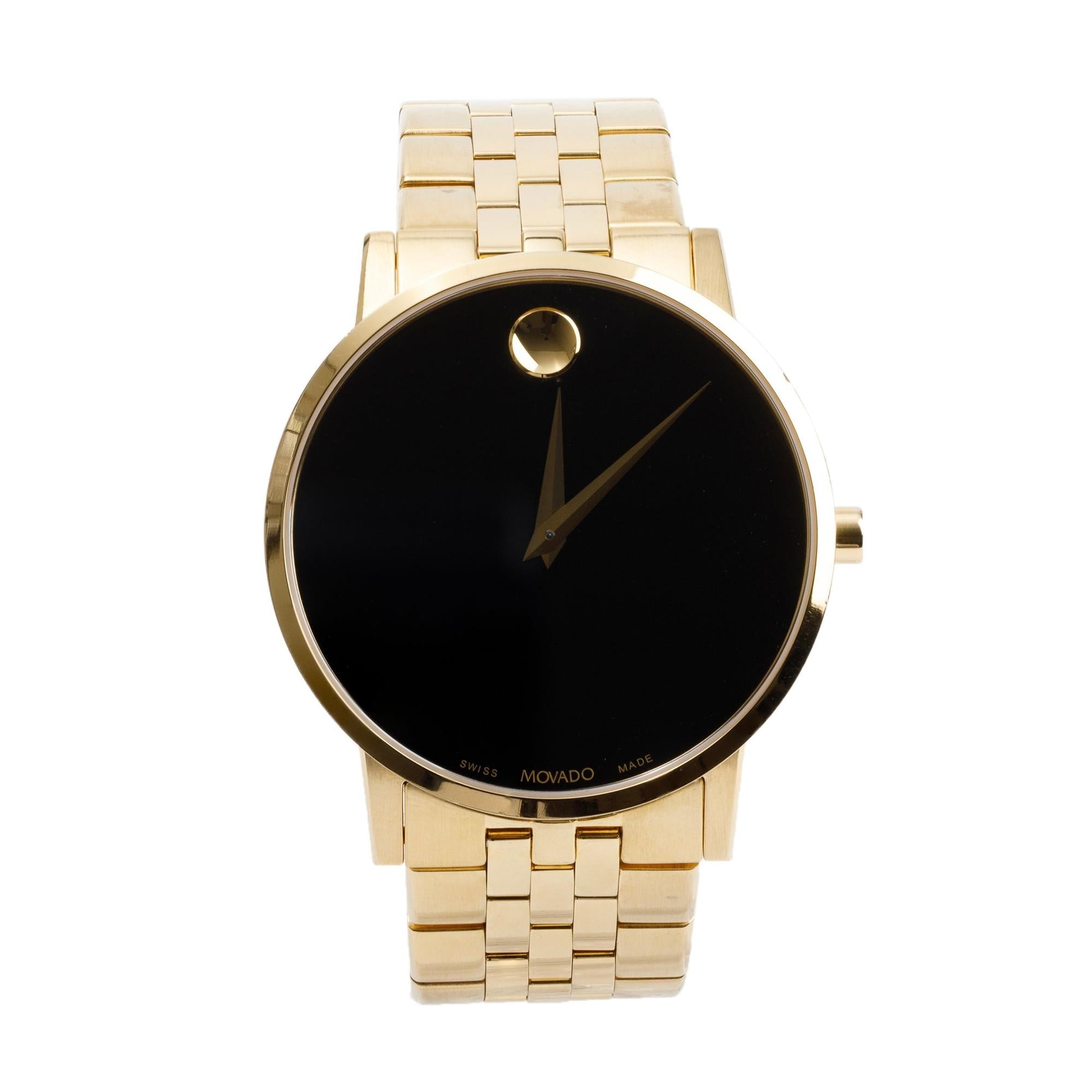 Movado Gold Plated Stainless Steel Museum Classic 40 MM Watch w/ Box & Papers