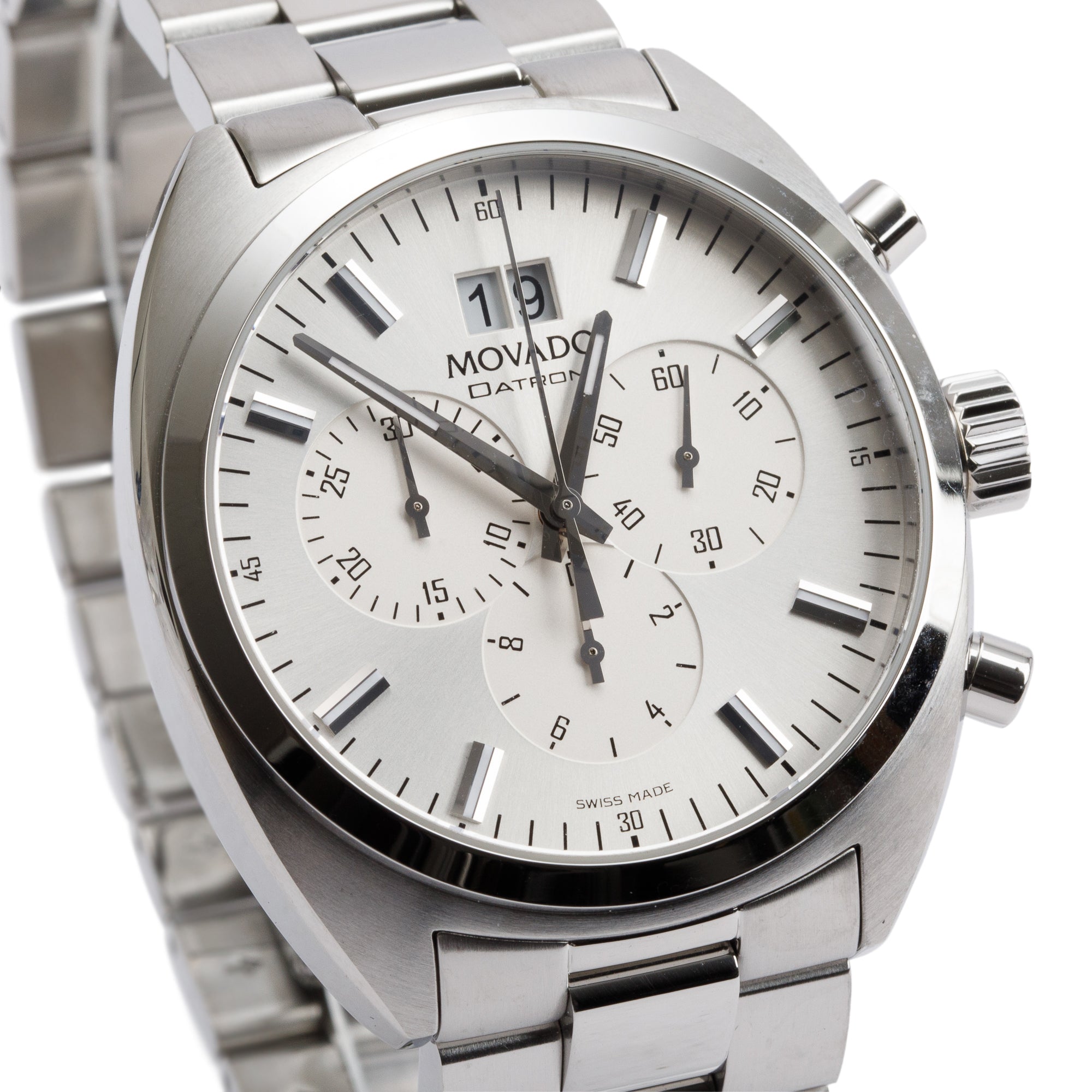 Movado Heritage Series Stainless Steel Datron 41 MM Chronograph Quartz Watch