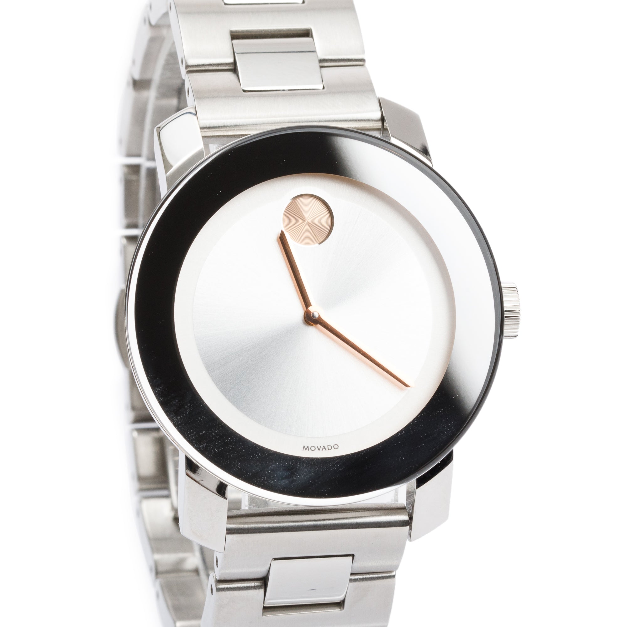 Movado Stainless Steel Bold 36 MM Quartz Watch w/ Box & Papers