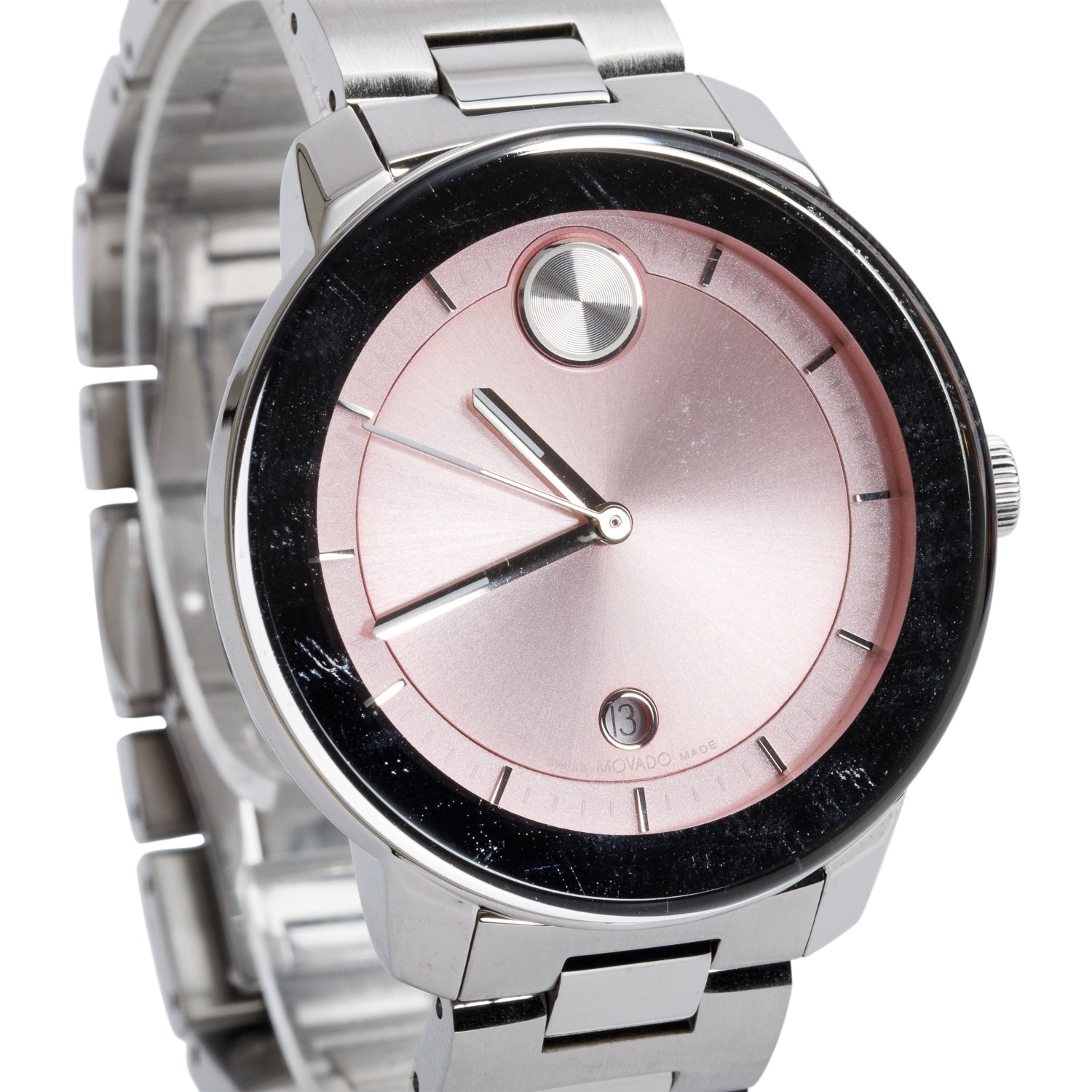 Movado Stainless Steel Bold Verso 38 MM Quartz Watch Pink Dial