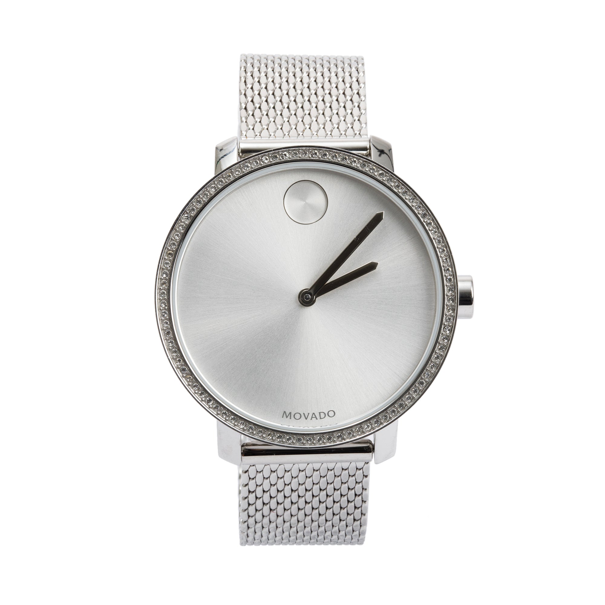 Movado Stainless Steel Diamond Bezel Bold 34 MM Watch w/ Box