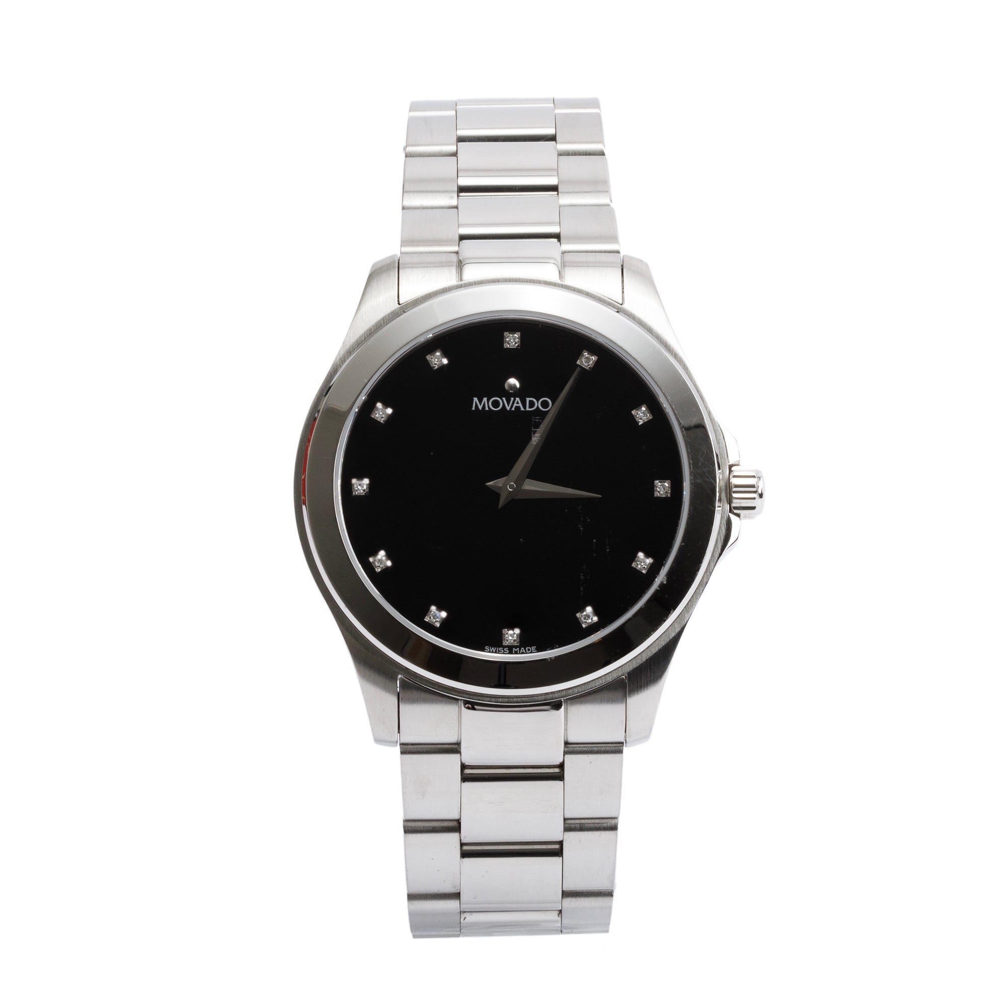 Movado Stainless Steel Diamond Dial Challenger 38 MM Quartz Watch