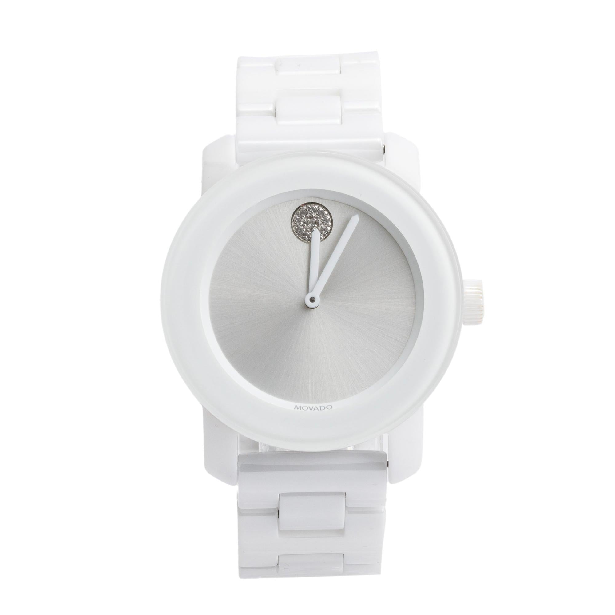 Movado Stainless Steel & White Ceramic Bold 36 MM Quartz Watch